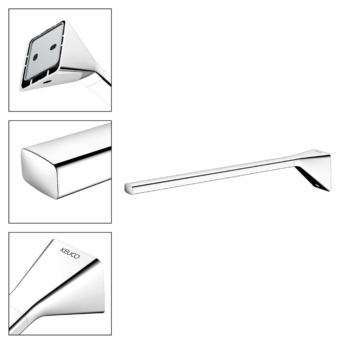 Keuco Handtuchstange ROSE, 34 cm, starr, Metall verchromt, Made in Germany, zum Kleben/Schrauben