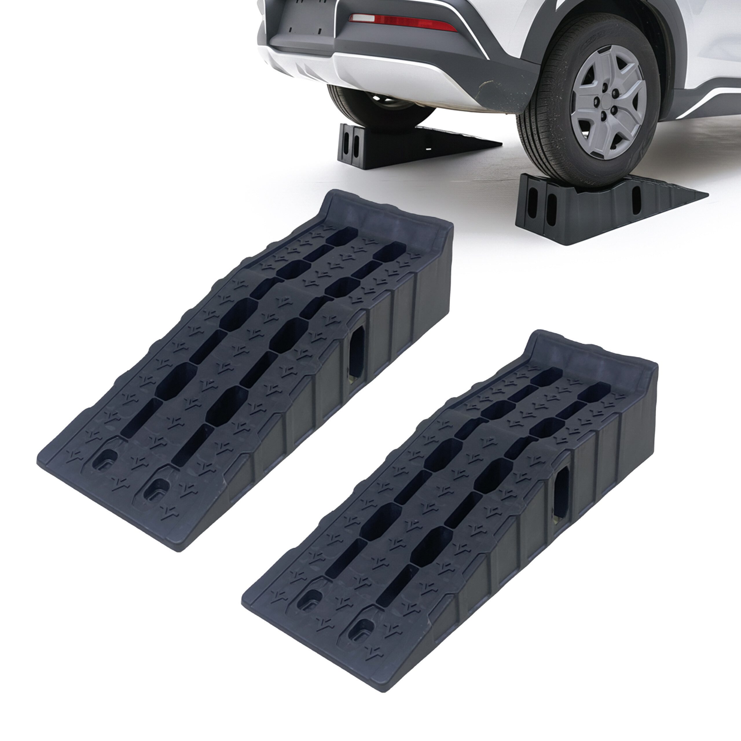relaxdays Auffahrrampe Auto 2er Set (2-St), schwarz