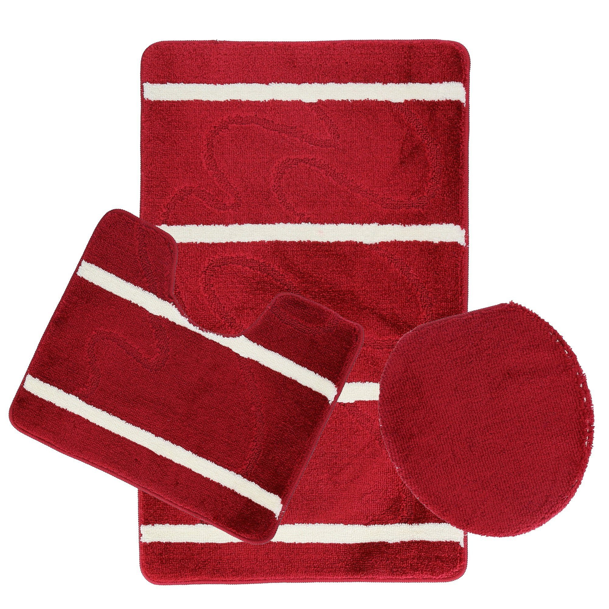 Almina Badematte 3-Teilig Bad Garnitur Badvorleger Kleine Streifenmuster ru günstig online kaufen