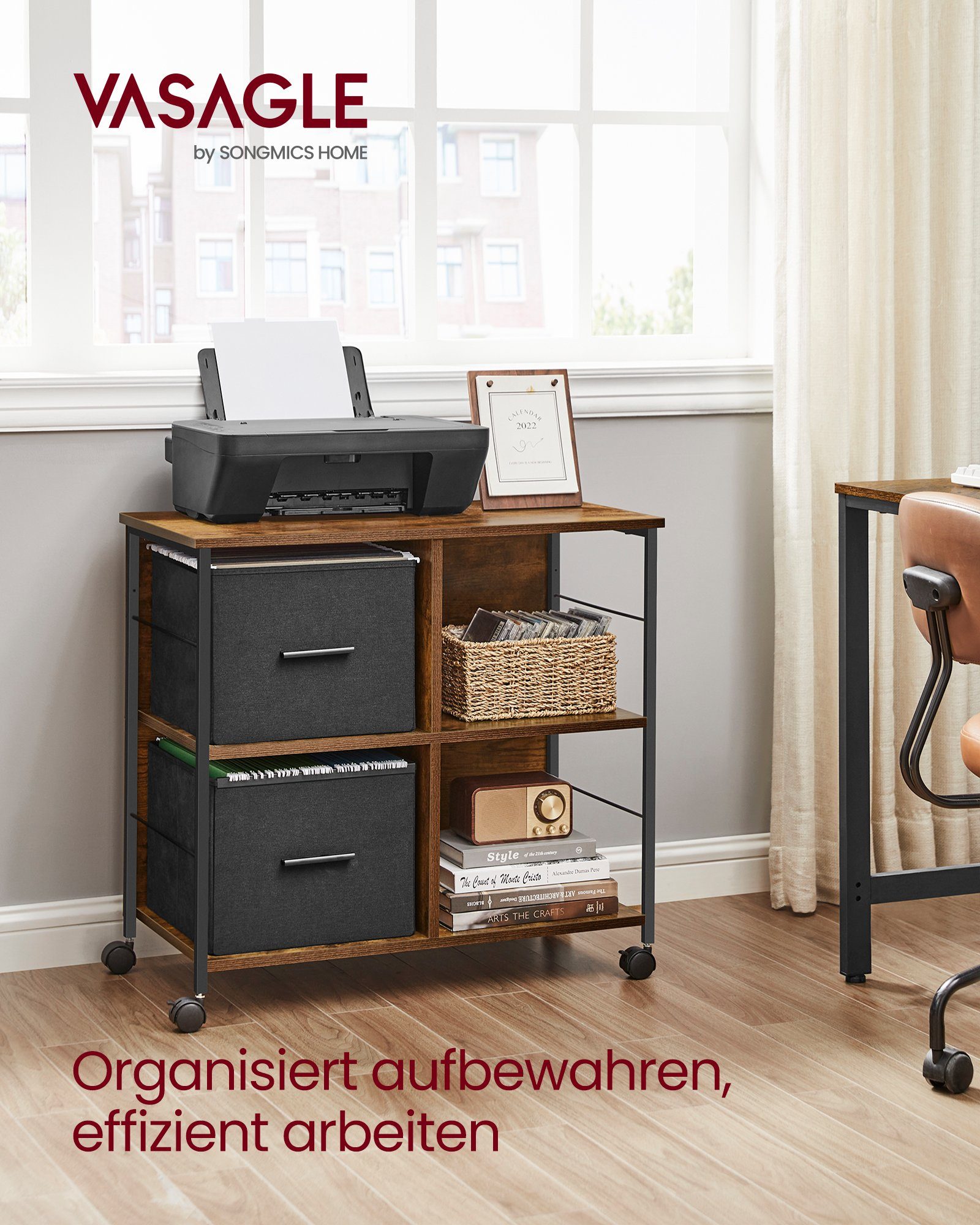 VASAGLE Aktenschrank Büroschrank mit 2 Stoffschubladen, günstig online kaufen