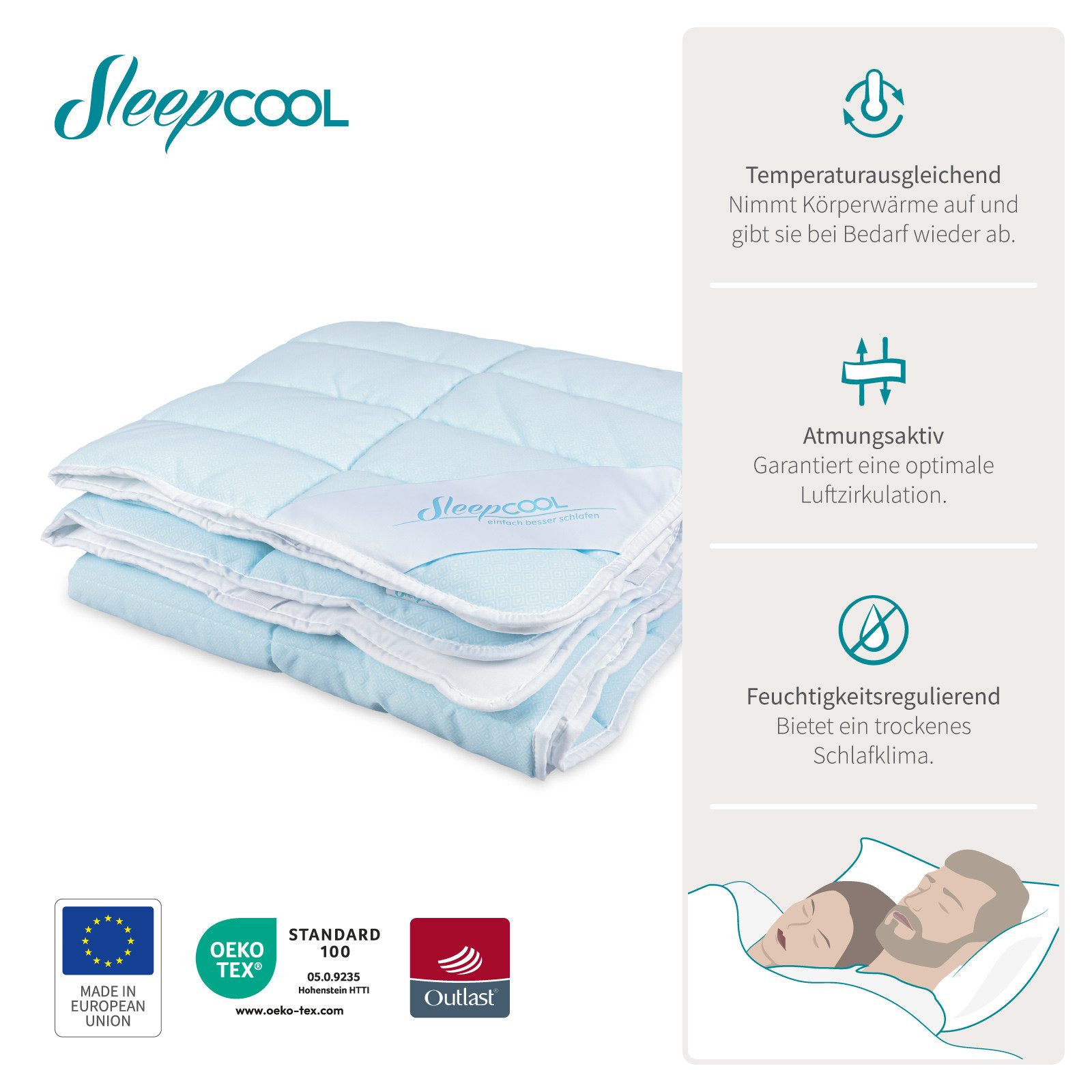 Matratzenauflage Topper atmungsaktiv, klimaregulierend, optimale Temperatur SleepCOOL, Funktionsmaterial