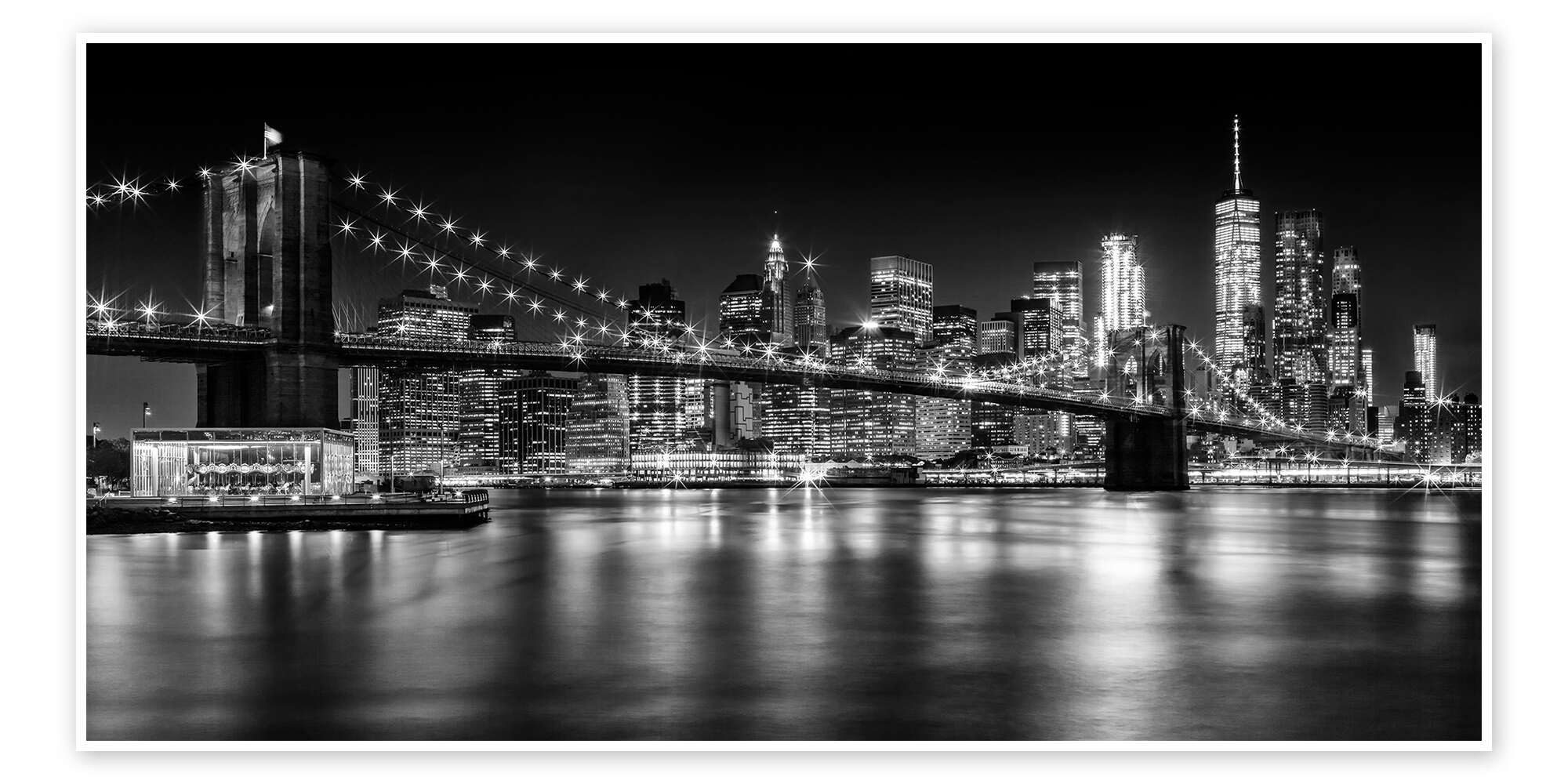 Posterlounge Wandbild Skyline von New York bei Nacht I, Melanie Viola, erhältlich als Poster, Leinwandbild, Wandsticker oder Acrylglasbild