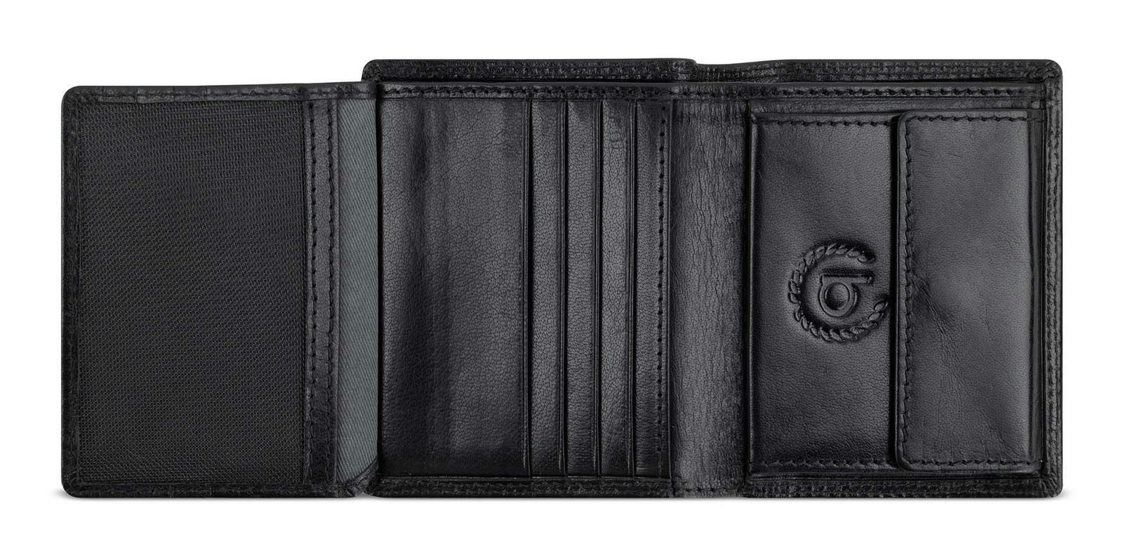bugatti Geldbörse Upright Wallet With Flap 8CC, aus echtem Büffelleder mit RFID-Blocker Schutz