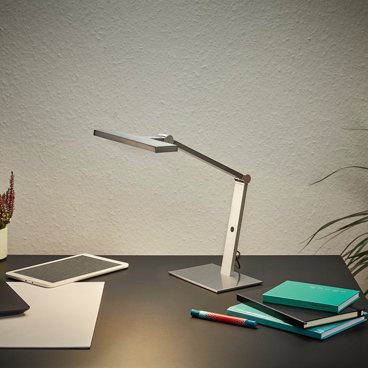 MeLiTec Tischleuchte LED Schreibtisch Leuchte T103 nickel matt, nein, warmweiß