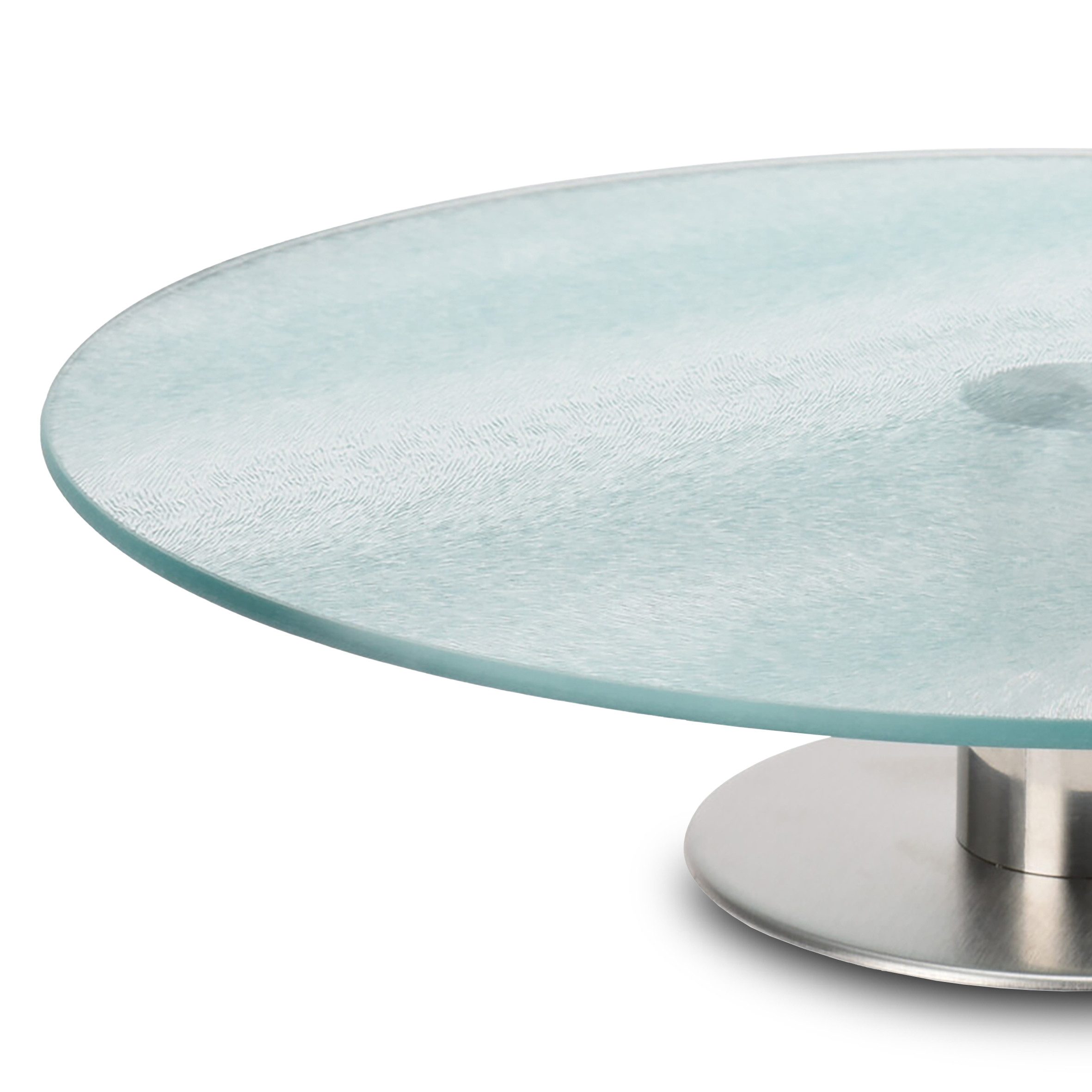 Spetebo Tortenständer Glas Kuchenplatte - Ø 30 cm, Metall Fuß, (Packung, 1-tlg., 1 x Tortenplatte), strukturierte Glasplatte um 360° drehbar