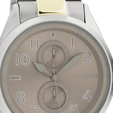OOZOO Quarzuhr Oozoo Damen Armbanduhr Timepieces Analog, (Analoguhr), Damenuhr rund, groß (ca. 42mm) Metallarmband silber, gold
