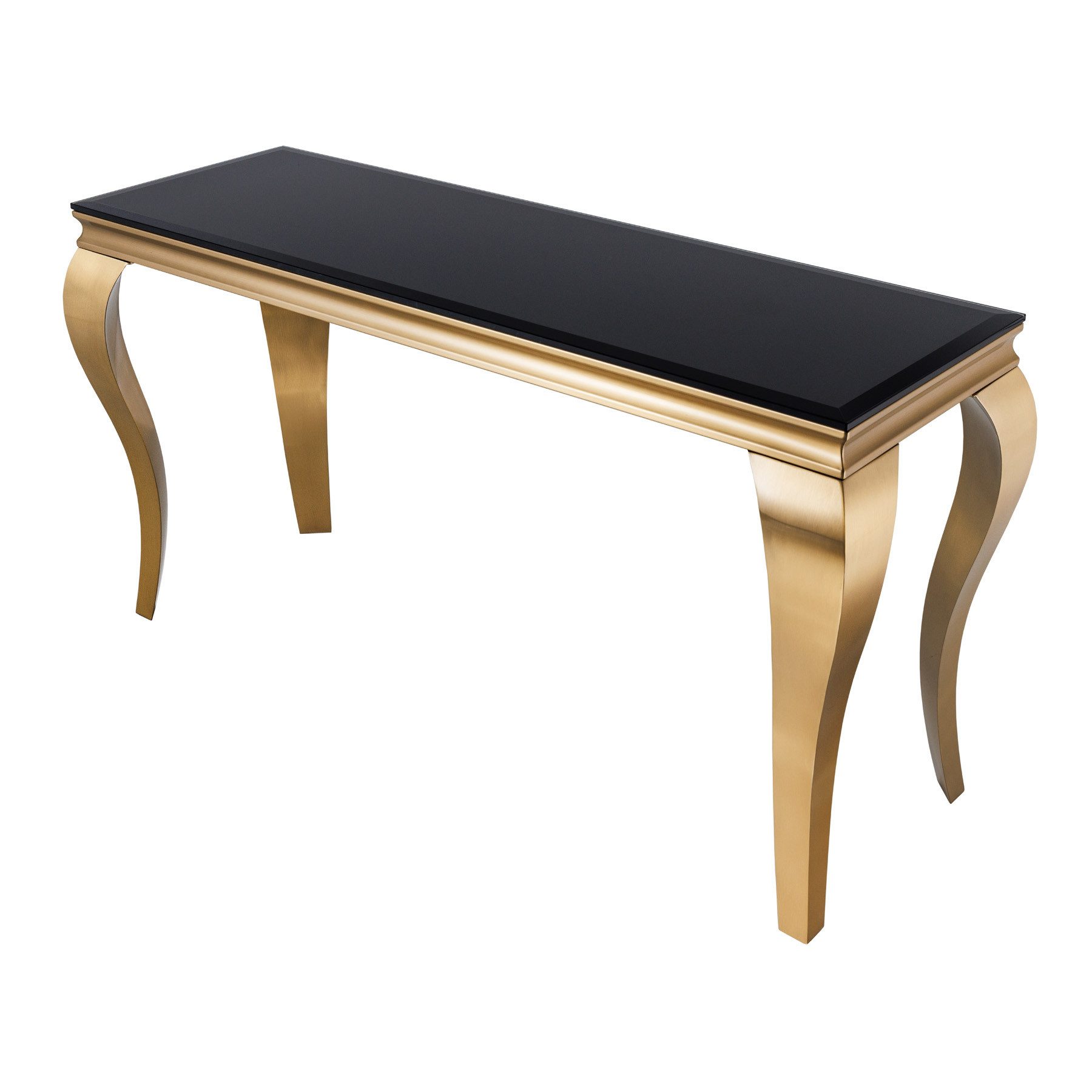 riess-ambiente Konsolentisch MODERN BAROCK 145cm schwarz / gold (Einzelartikel, 1-St), Flur · Opalglas · Edelstahl · eckig