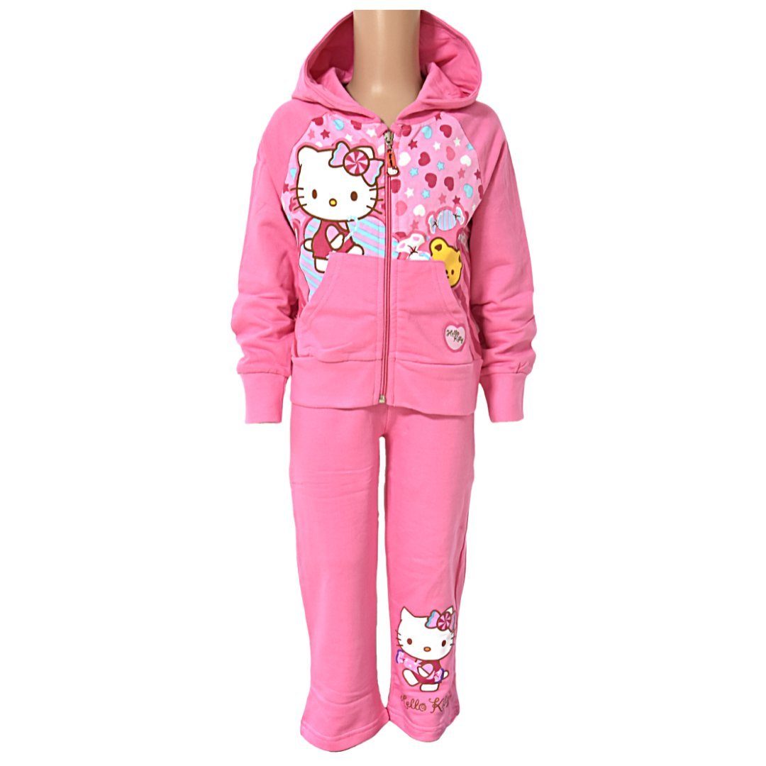 Hello Kitty Freizeitanzug (2-tlg), Mädchen Sportanzug - Sweatjacke + Hose Gr. 92-128 cm