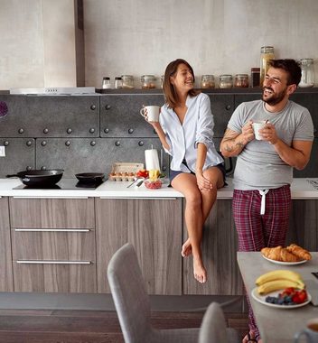 MyMaxxi Dekorationsfolie Küchenrückwand dunkele Stahlwand selbstklebend Spritzschutz Folie