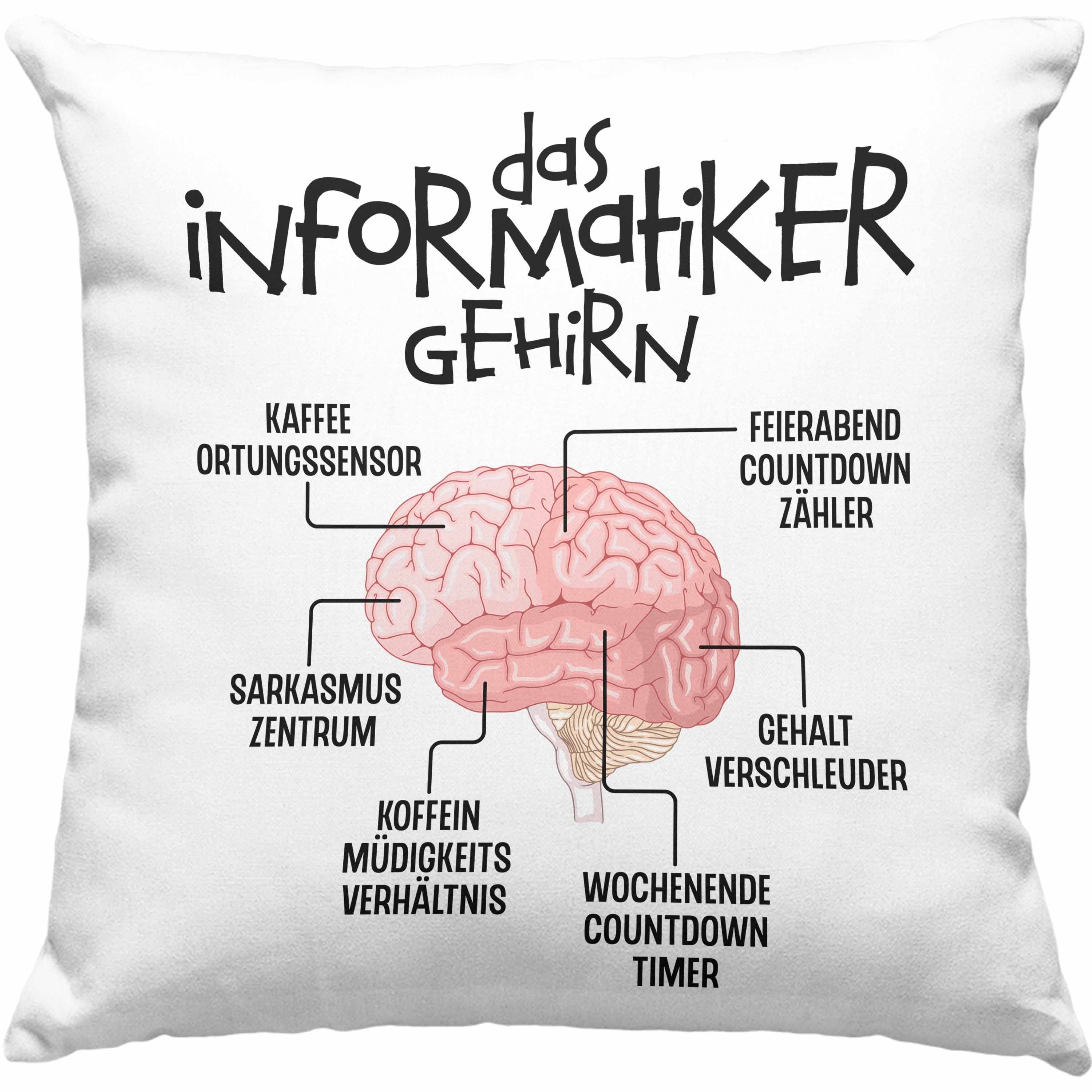 Trendation Dekokissen Trendation - Informatiker Gehirn Kissen Geschenk Lustiger Spruch Softwareentwickler Nerd Geschenkidee Programmierer Coder IT Techniker Dekokissen mit Füllung 40x40 Blau