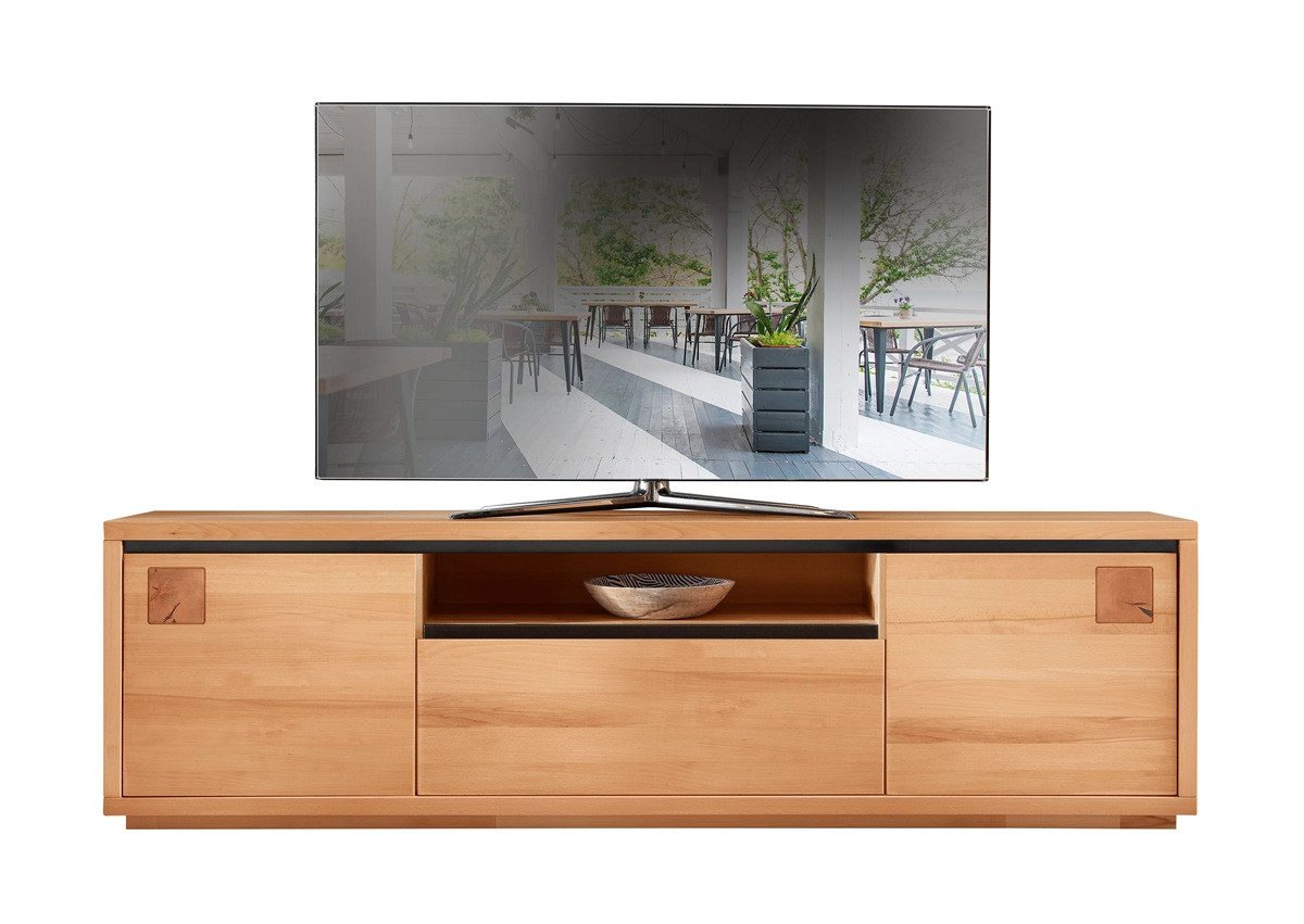 Main Möbel TV-Schrank TV Board 215x56cm "Bergamo" Kernbuche geölt WZ-0159 Front mit Hirnholzelementen