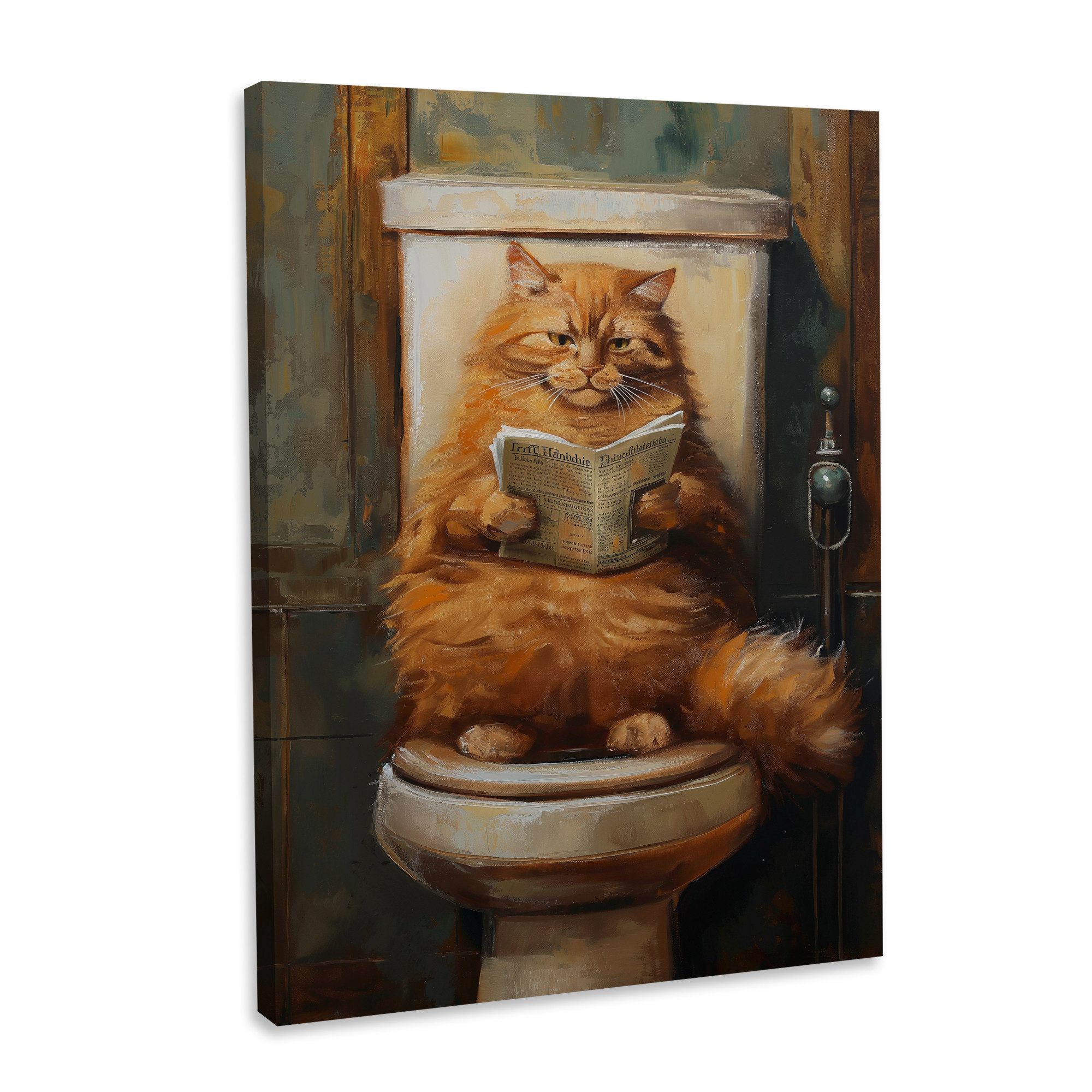 Hustling Sharks Leinwandbild Tier-Bild als XXL Leinwandbild "Katze auf dem Klo#2" - Tierbild, in 5 unterschiedichen Größen verfügbar