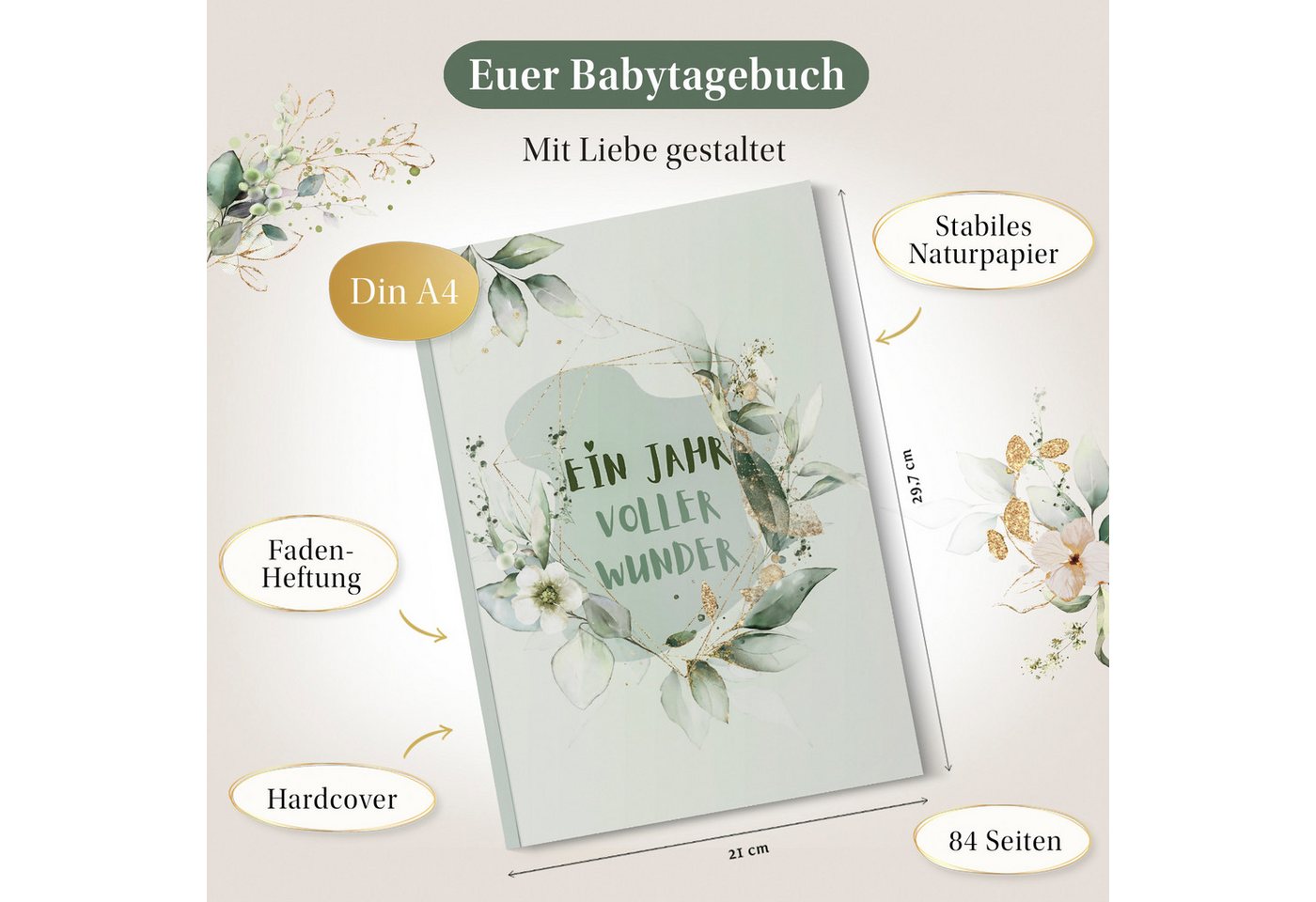 Thumbnail - Eulentaler Tagebuch I Mein erstes Jahr I Von Pädagogen gestaltet I handgemalte Illustrationen, viel Platz für Fotos & Er...