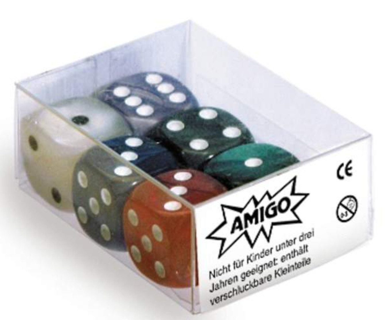 AMIGO Spiel AMIGO Perlmutt-Würfel 6er-Set 16 mm – Farbe zufällig