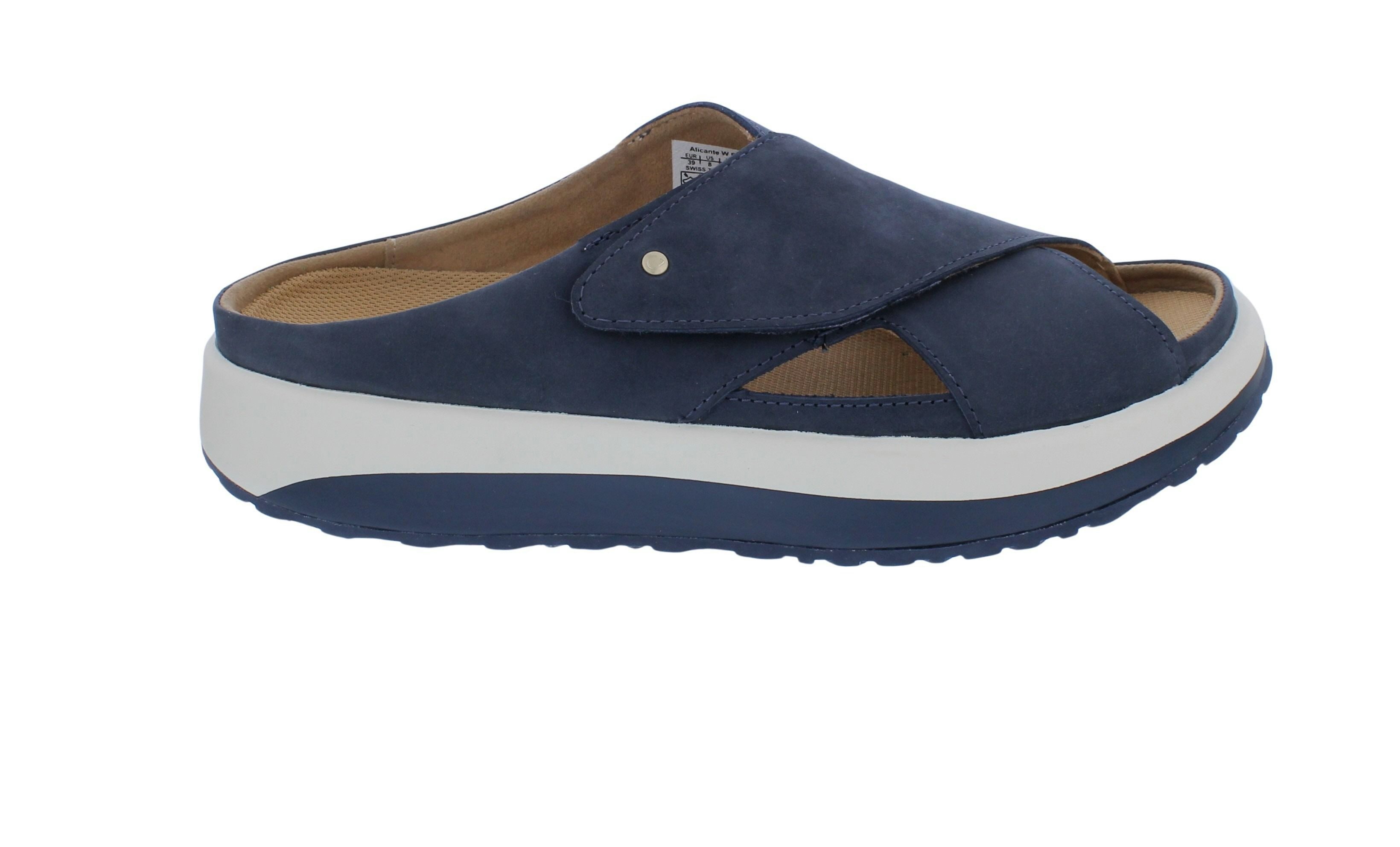 Joya Joya Pantolette Alicante Blue JY106A, Nubukleder, Klettverschluss, Sen Pantolette