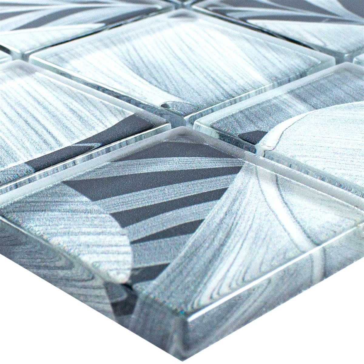 Mosafil Mosaikfliesen Glasmosaik Fliesen Pittsburg Blumen Optik, Glas 29.800x29.800, grau, Verlegefertig auf ein Netz geklebt - Wasserfest