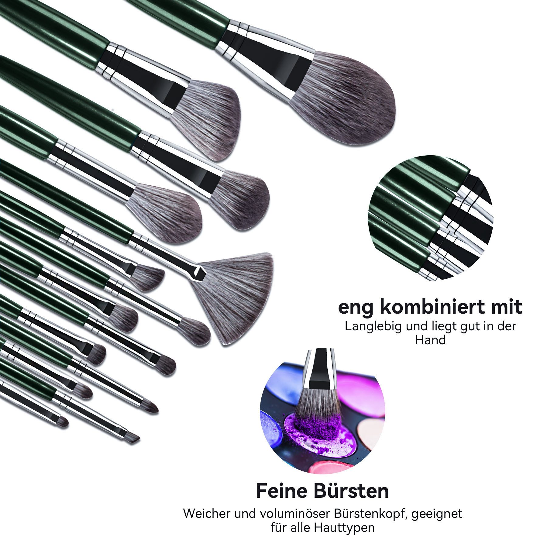 Mutig Kosmetikpinsel-Set Make Up Pinselset 14tlg. Profi Schminkpinsel Kit, Makeup Foundation Brush Lidschatten Pinselset mit PU-Ledertasche