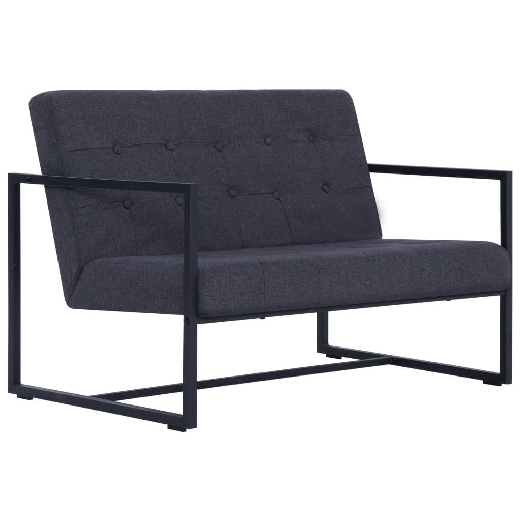 vidaXL Sofa 2-Sitzer-Sofa mit Armlehnen Dunkelgrau Stahl und Stoff