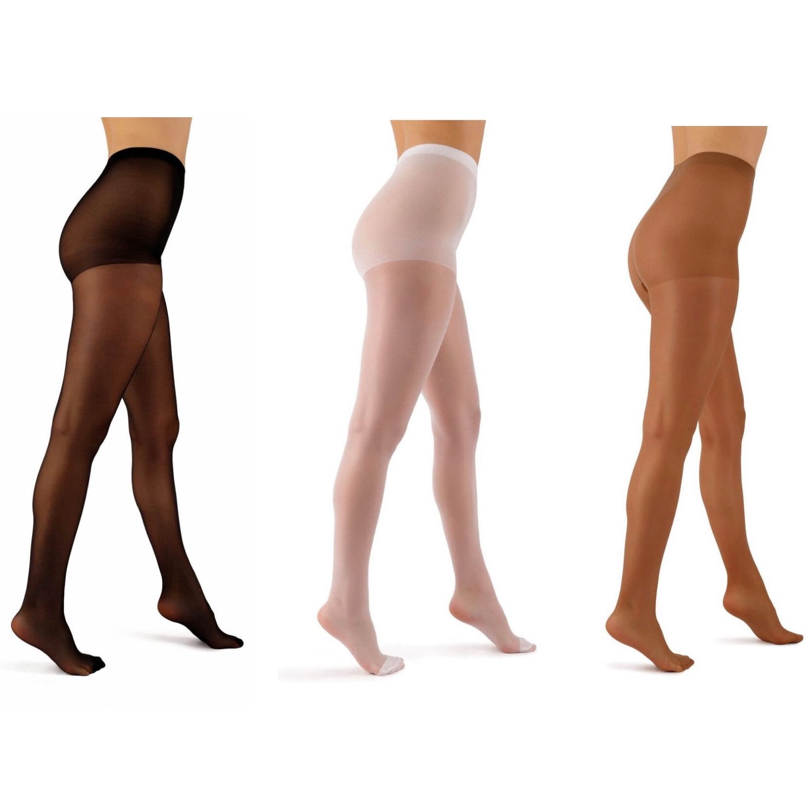 Aurellie Strumpfhose 20 DEN - 3er Pack in Schwarz / Weiß / Dunkelbeige