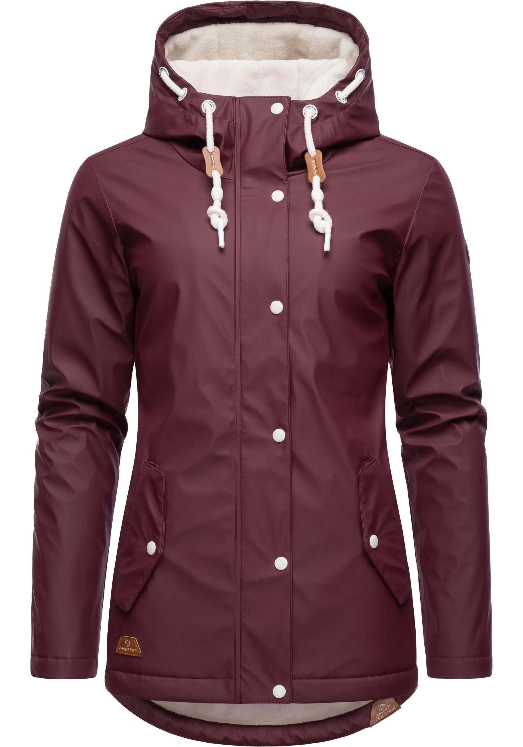 Ragwear Regenjacke Marge warm gefütterter Damen Winter Regenmantel feuerrot