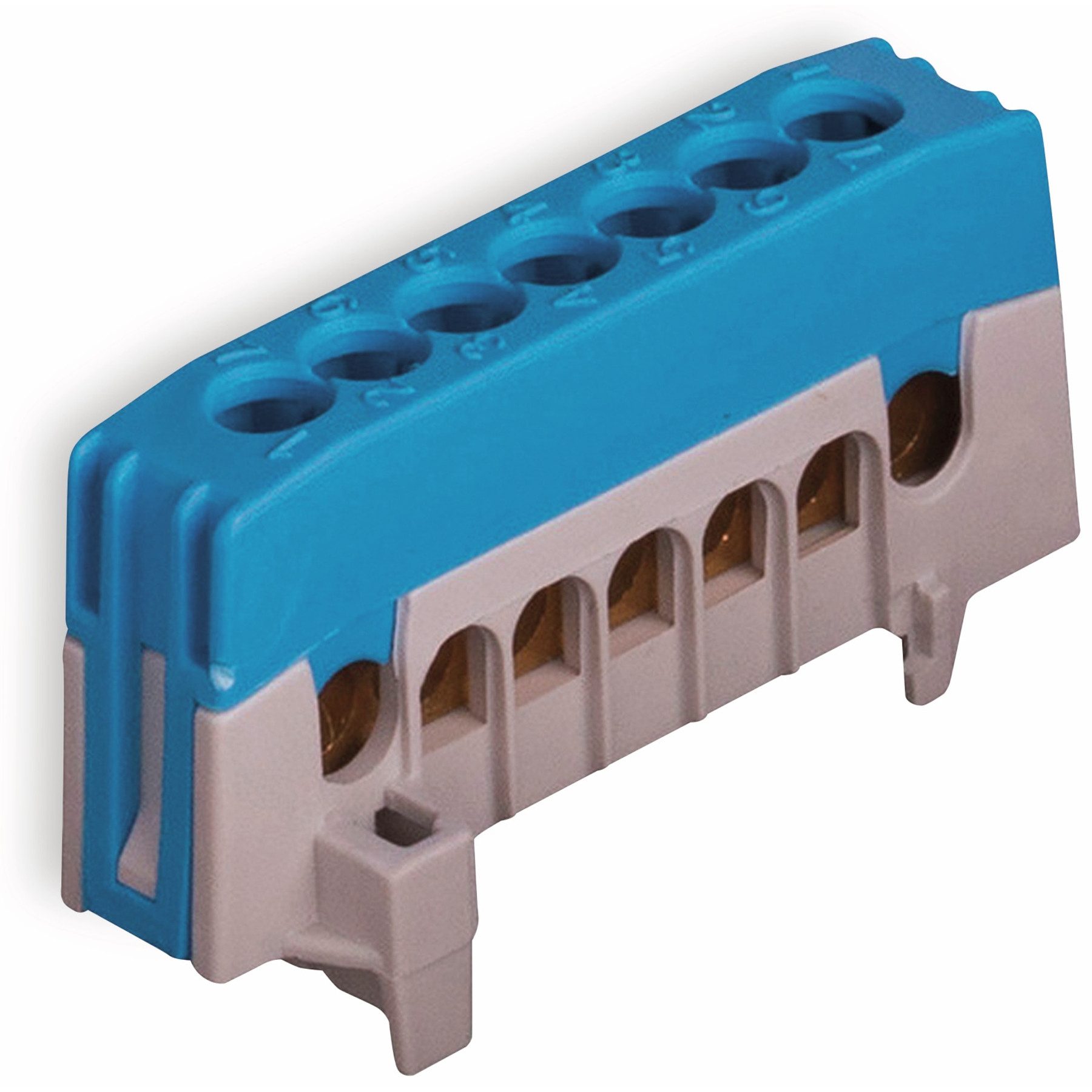 POLLMANN Verbindungsklemme POLLMANN Neutralleiterklemme 7-polig, 16 mm², blau, für Hutschiene