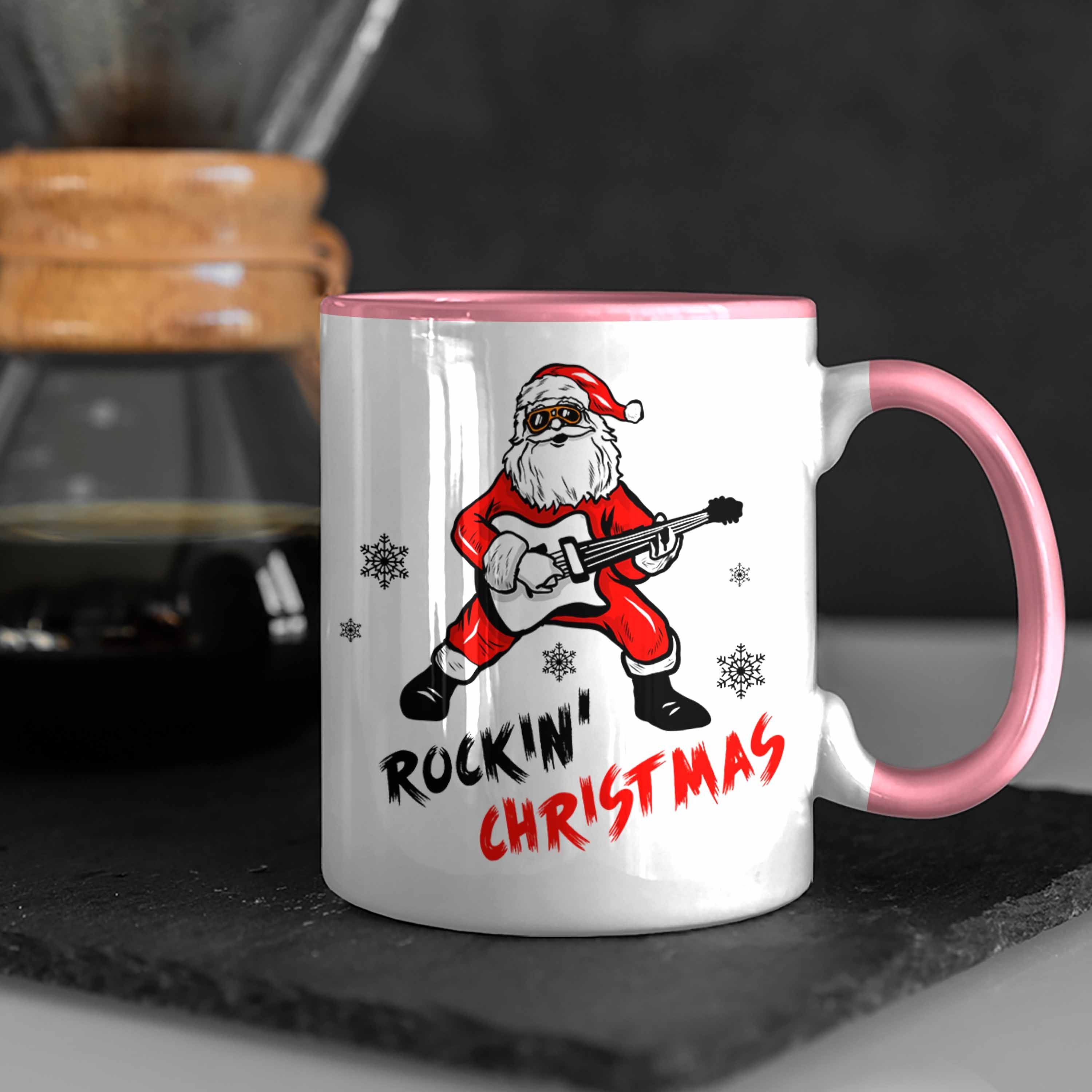 Roll Weihnachten Kaffeetasse Geschenkidee Rockin Heavy Fans Metal Rosa Rock Trendation Christmas Weihnachtstasse Tasse - N Trendation Metal Rockmusik Geschenk Tasse