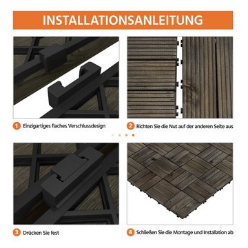 Yaheetech Holzfliesen, 27 Stück pro Set (2,6 m) Balkonfliesen mit Drainagesystem