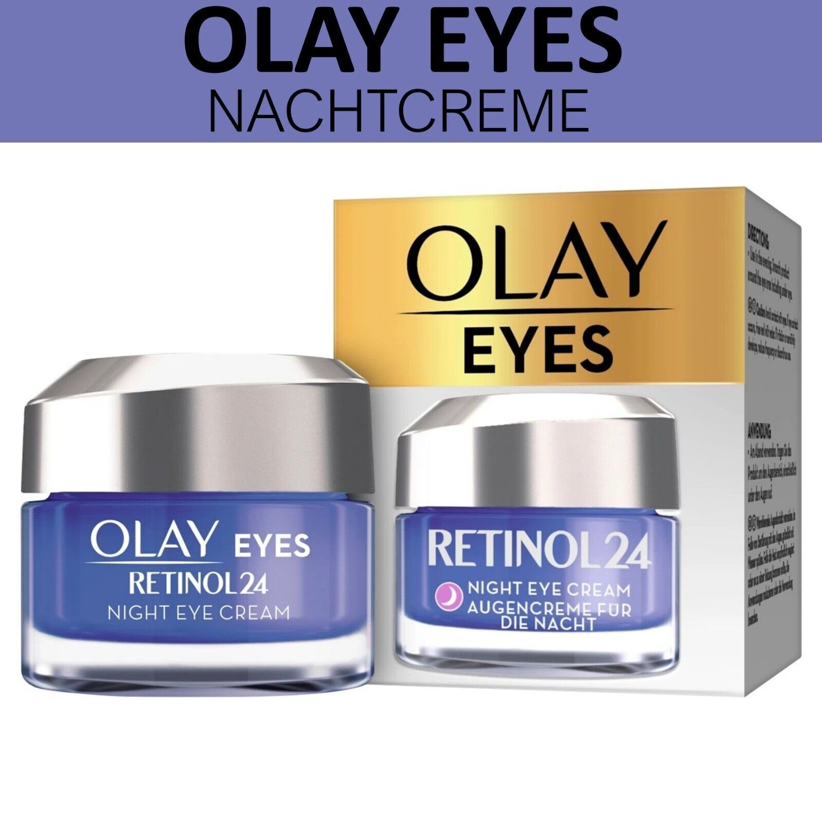 Olay Augencreme Eyes Renitonal24 Augencreme Nacht Creme 15ml Gesichtscreme Hautpflege, 1-tlg., Eyes Cream Augen Creme Kosmetik Догляд за обличчям Hautpflege Beauty, Enthält Vitamine, spendet Feuchtigkeit, glättet und straft die Haut