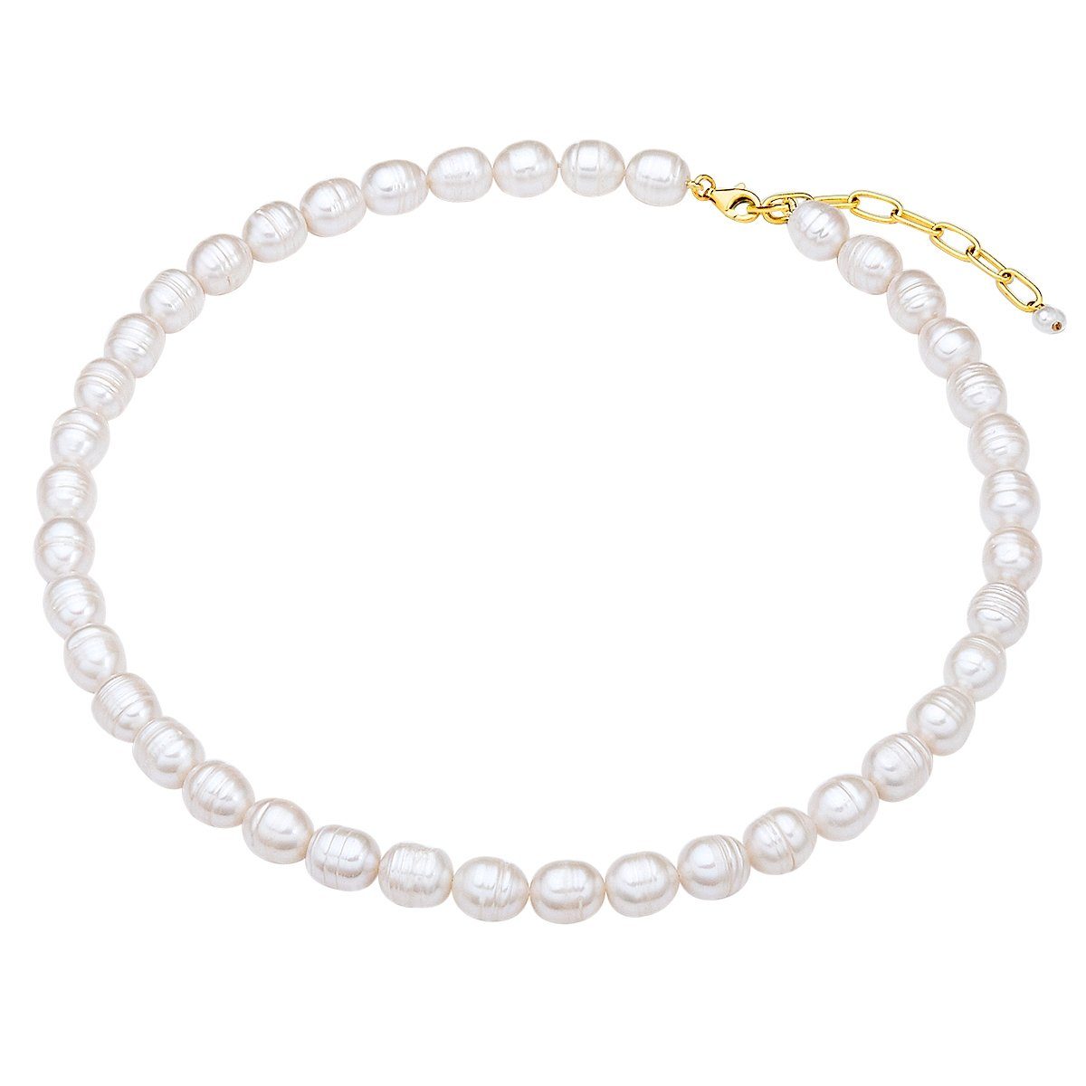 aus gelbgold, Süßwasser-Zuchtperlen weiß Valero Pearls Perlenkette