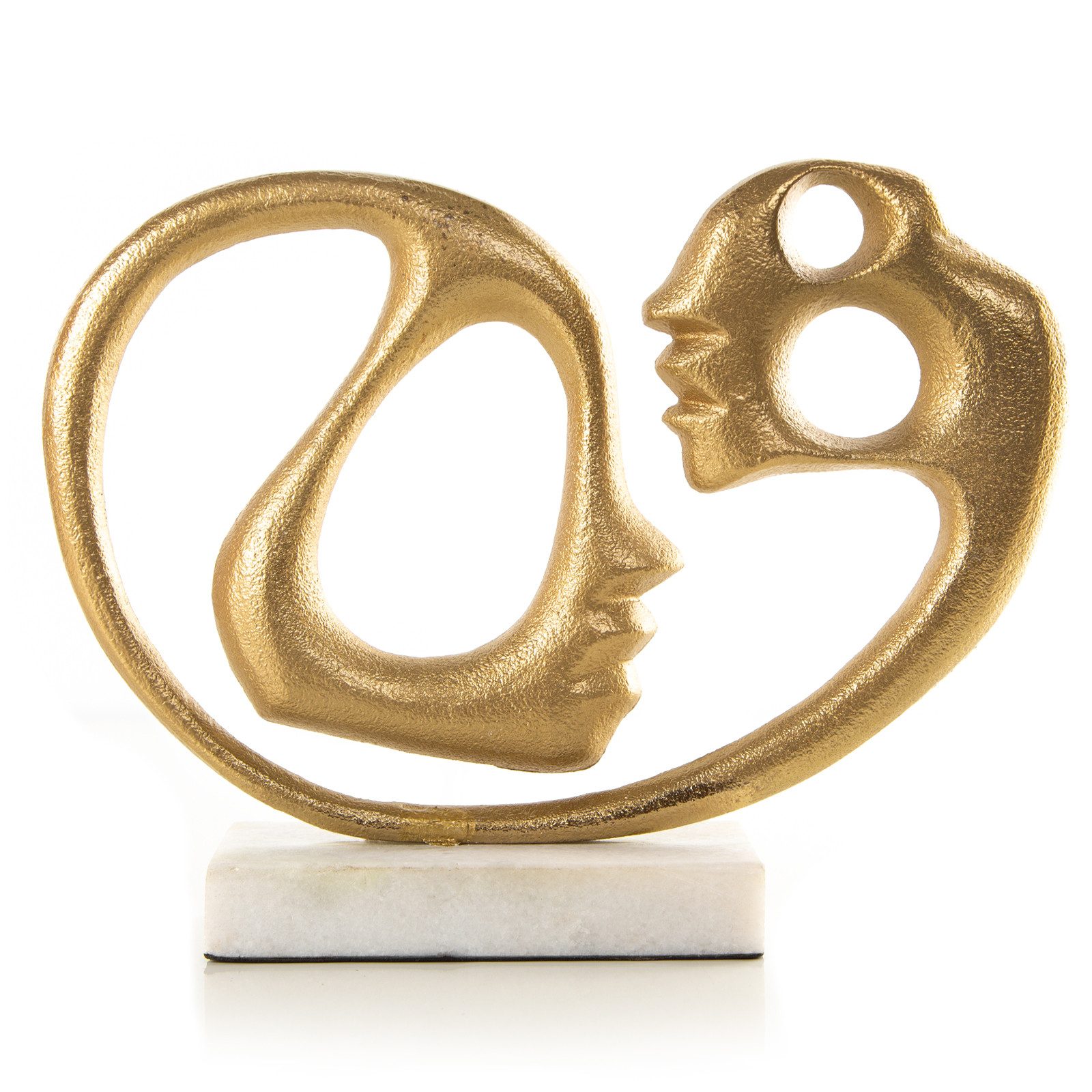 Dekofigur Goldfarbene Skulptur Liebespaar zwei Gesichter