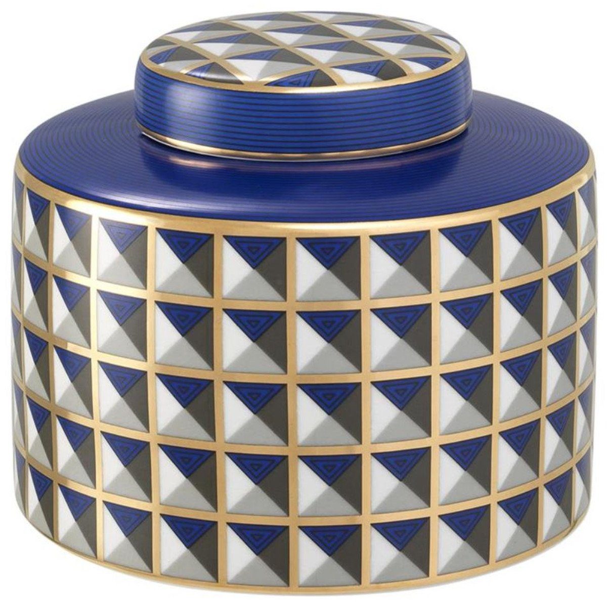 Casa Padrino Design Mehrfarbig Blau Dekoobjekt 3er Set Dosen Porzellan Luxus Luxus / - Qualität