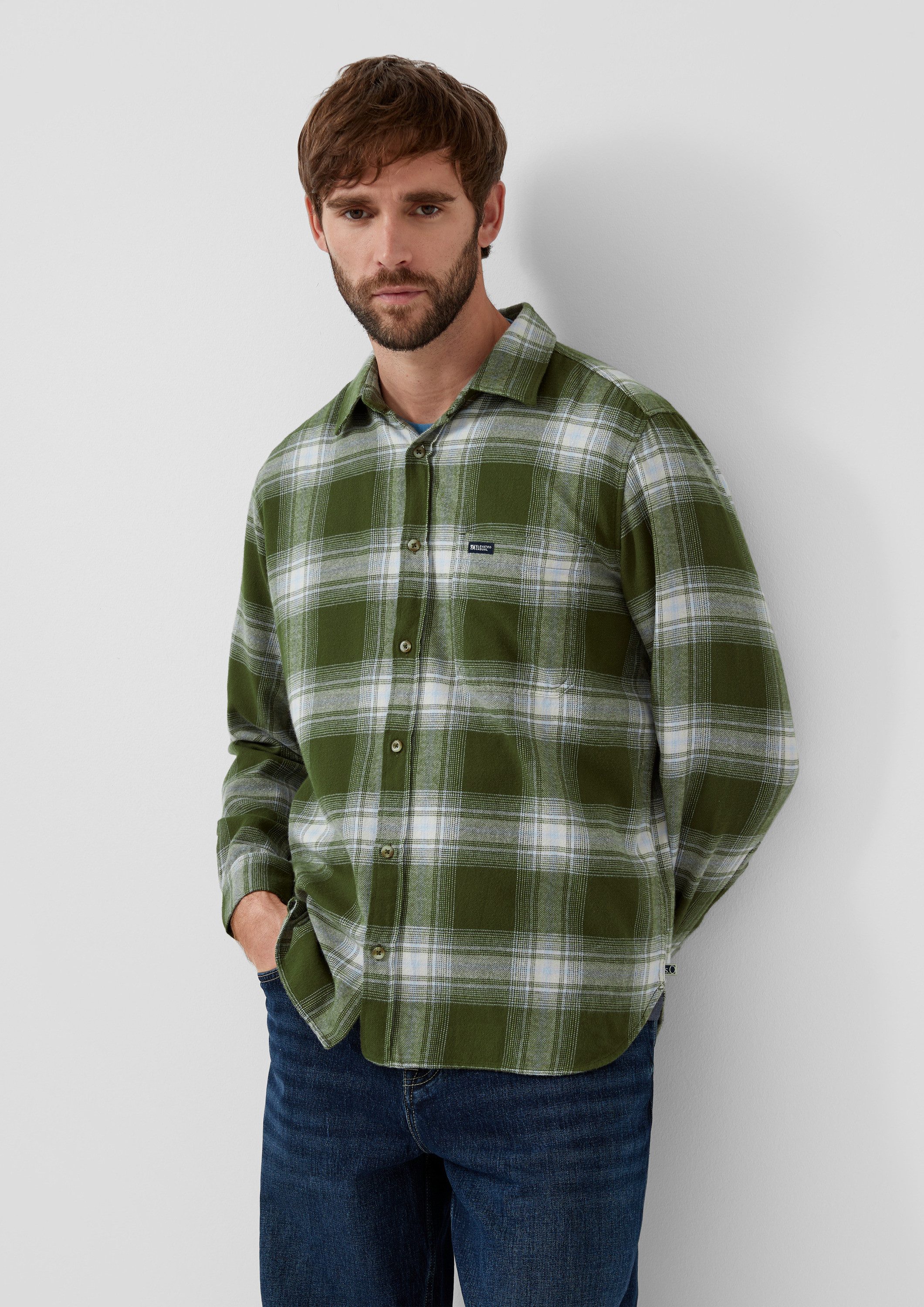 s.Oliver Langarmhemd Hemd Regular Fit: Kariertes Flanellhemd mit Brusttasch günstig online kaufen