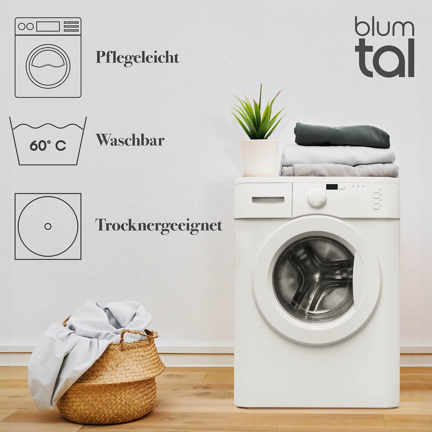 Blumtal Bettwäsche Bettwäsche aus 100% Baumwolle mit Kissenbezug, Oeko-TEX zertifizierte Bettwäsche in Leinen Optik – Bild 5 von 5