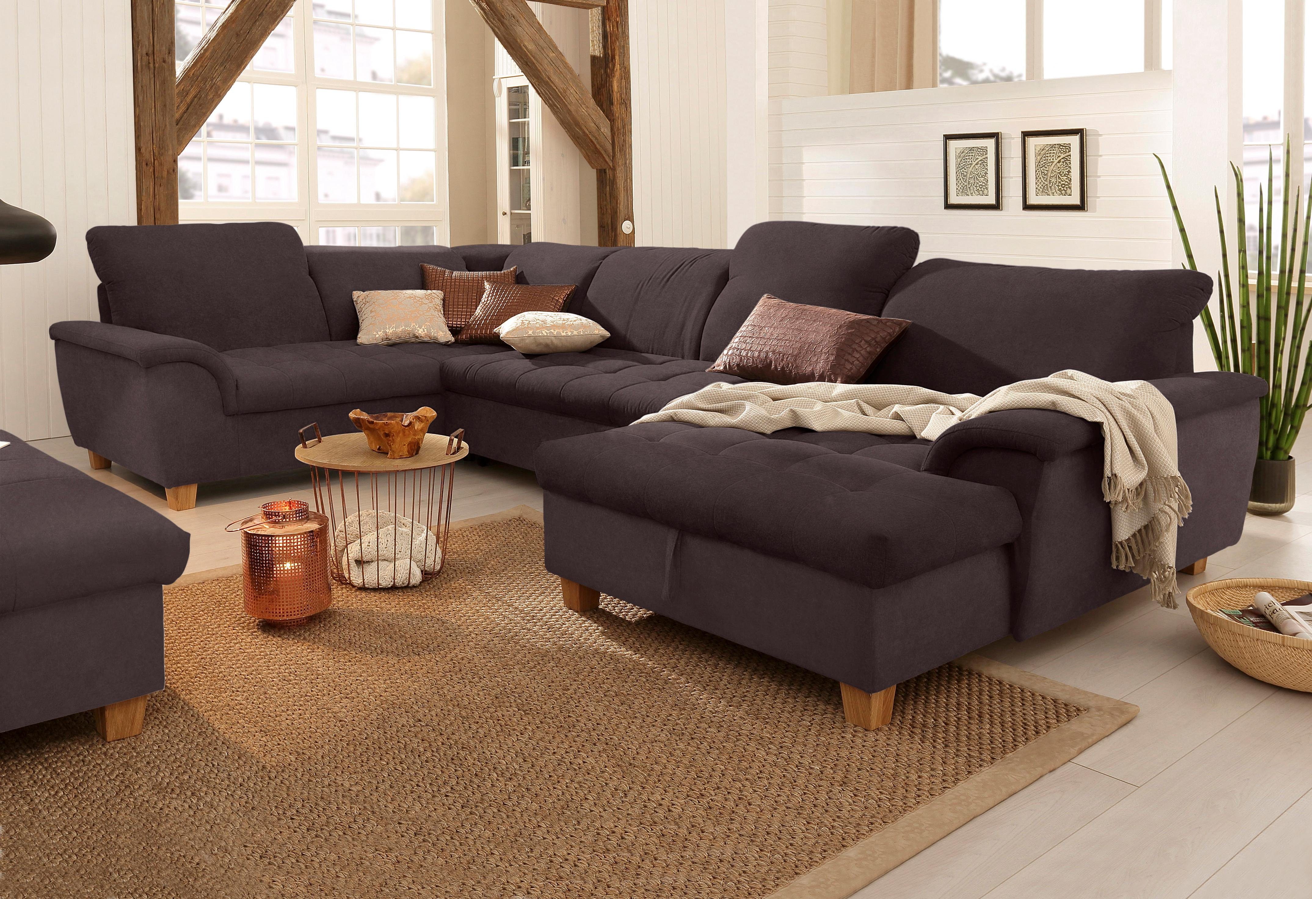 Home affaire Wohnlandschaft Lyla U-Form, wahlweise mit Rückenfunktion und zusätzlich mit Bett + Bettkasten