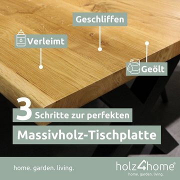 holz4home Esstischplatte Tischplatte 260cm x 100cm mit Baumkante aus massiver Eiche