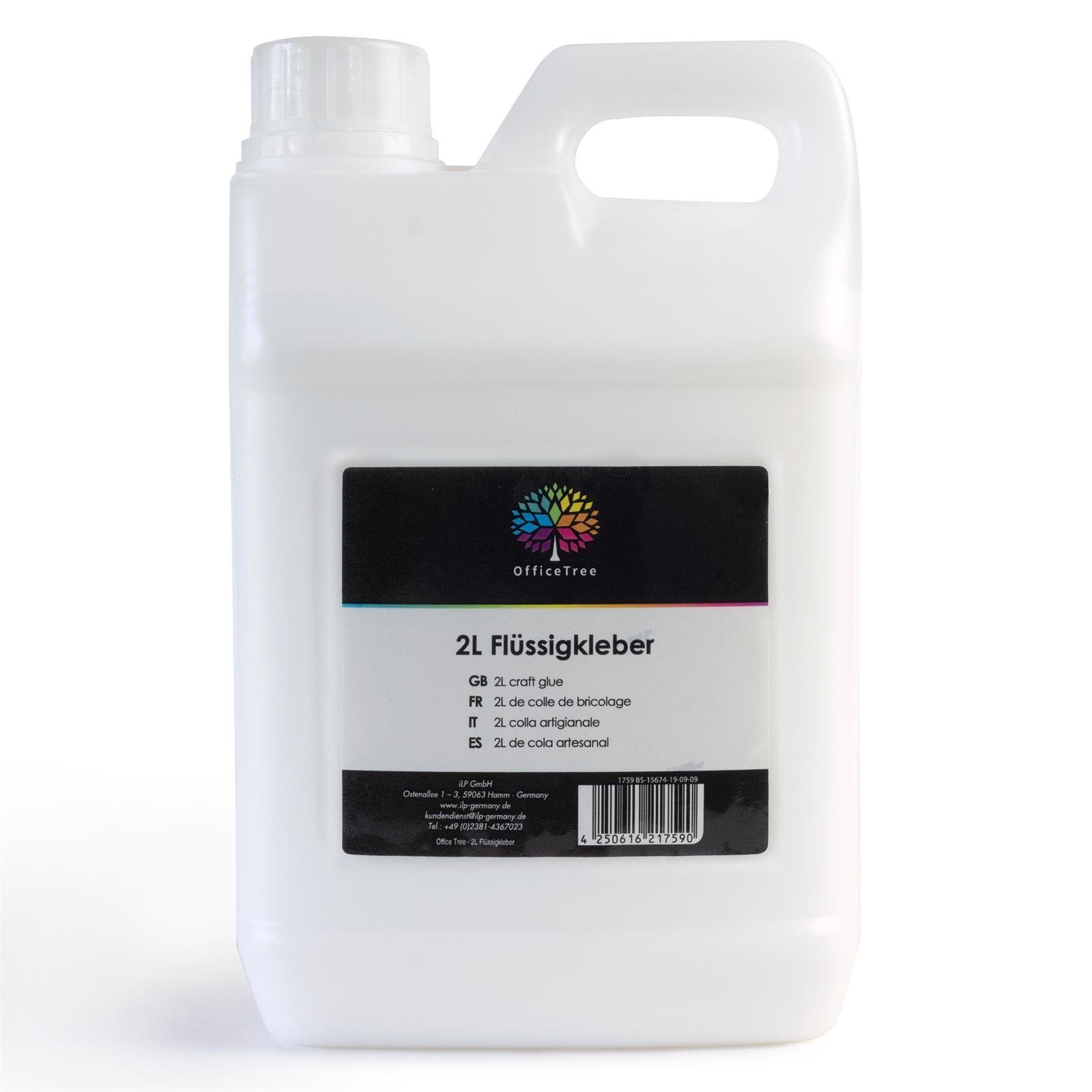 OfficeTree Moosgummi OfficeTree Bastelkleber 2 Liter - Transparent Trocknend