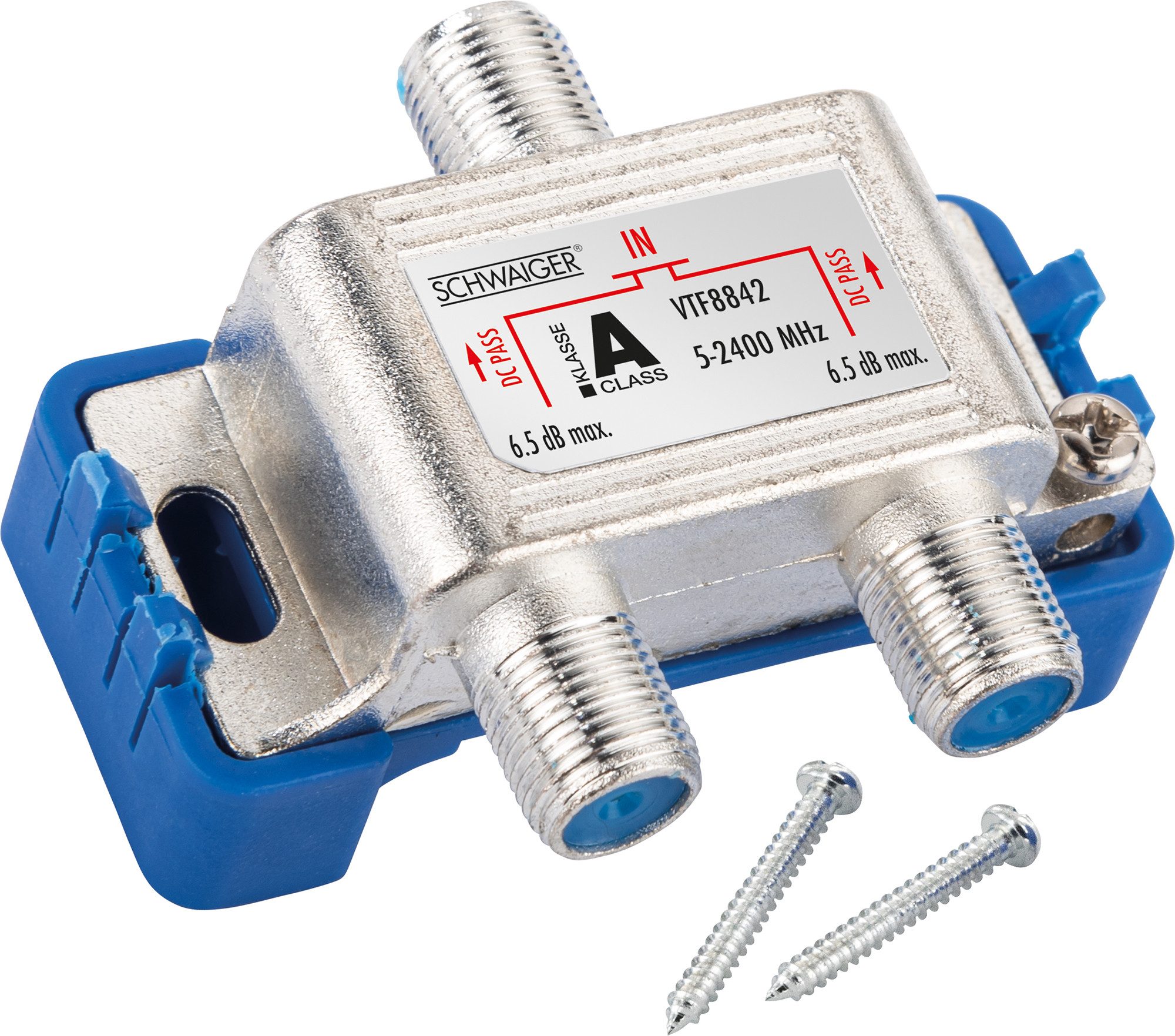 Schwaiger SAT-Verteiler VTF8842 241 (verteilt ein Signal auf zwei Teilnehmer), für Kabel-, Antennen- und Satellitenanlagen