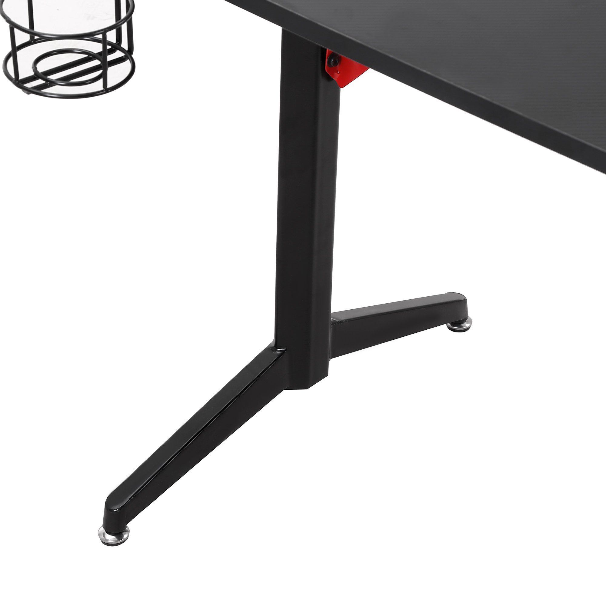 Schwarz (Set, Computertisch mit 1-St., Schreibtisch Getränkehalterung, HOMCOM Kopfhörerhaken Arbeitstisch),