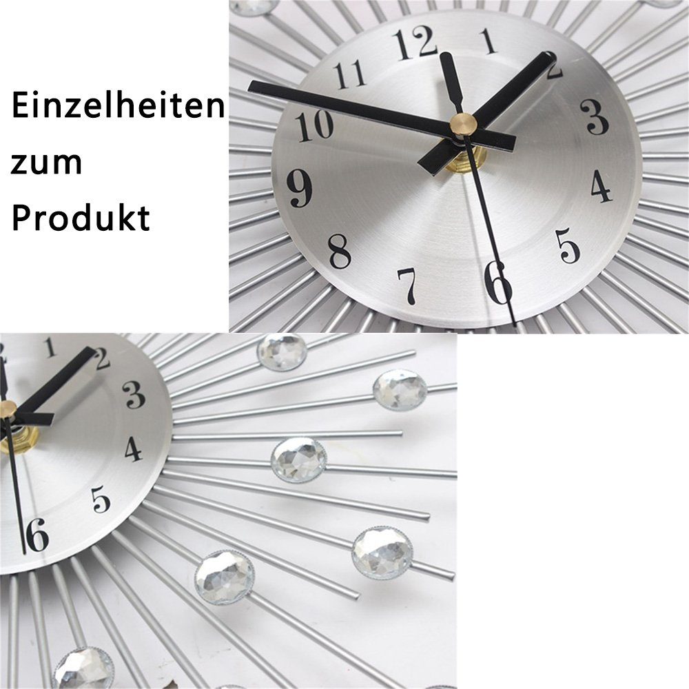 Wanduhr Dekorative Wanduhr Metall mit aus Ziffernblatt mit Metall) 33*33CM Moderne (Uhr aus Strasssteinen großem