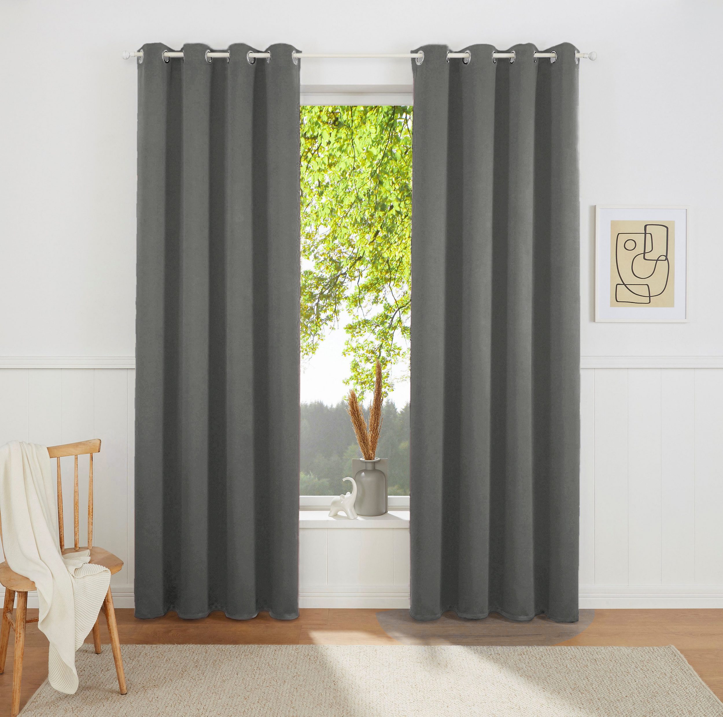 OTTO home Vorhang SOLA (1 St), Ösen, verdunkelnd, Polyester, blickdicht, Ösen-Aufhängung, wärmeabweisend, 1er oder 2er Set