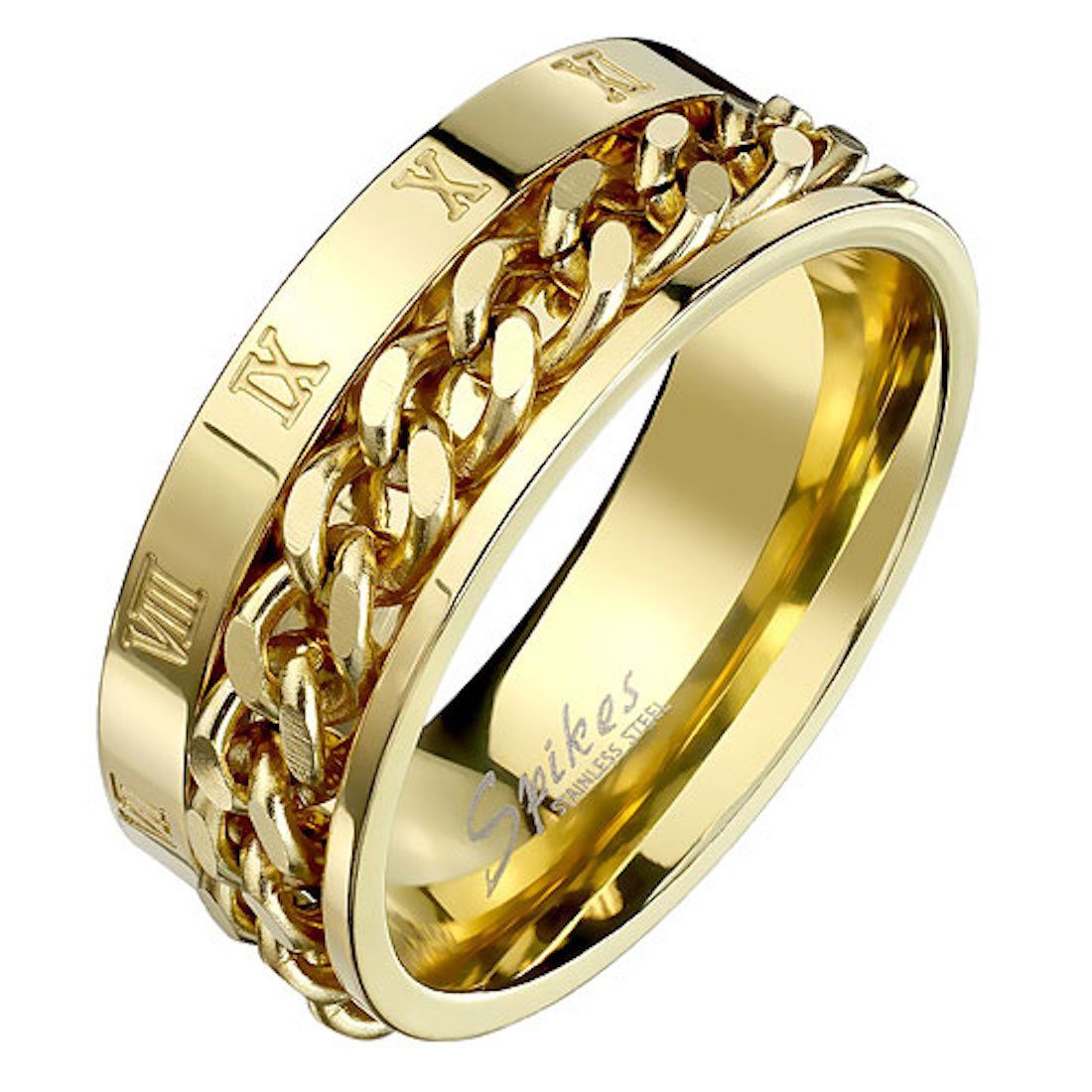 Taffstyle Fingerring Band Titan Zeichen, Römischen Biker Ring Ketten Ketten Gold Style Ring Spinner Poliert Bandring Herren Herrenring mit Rocker