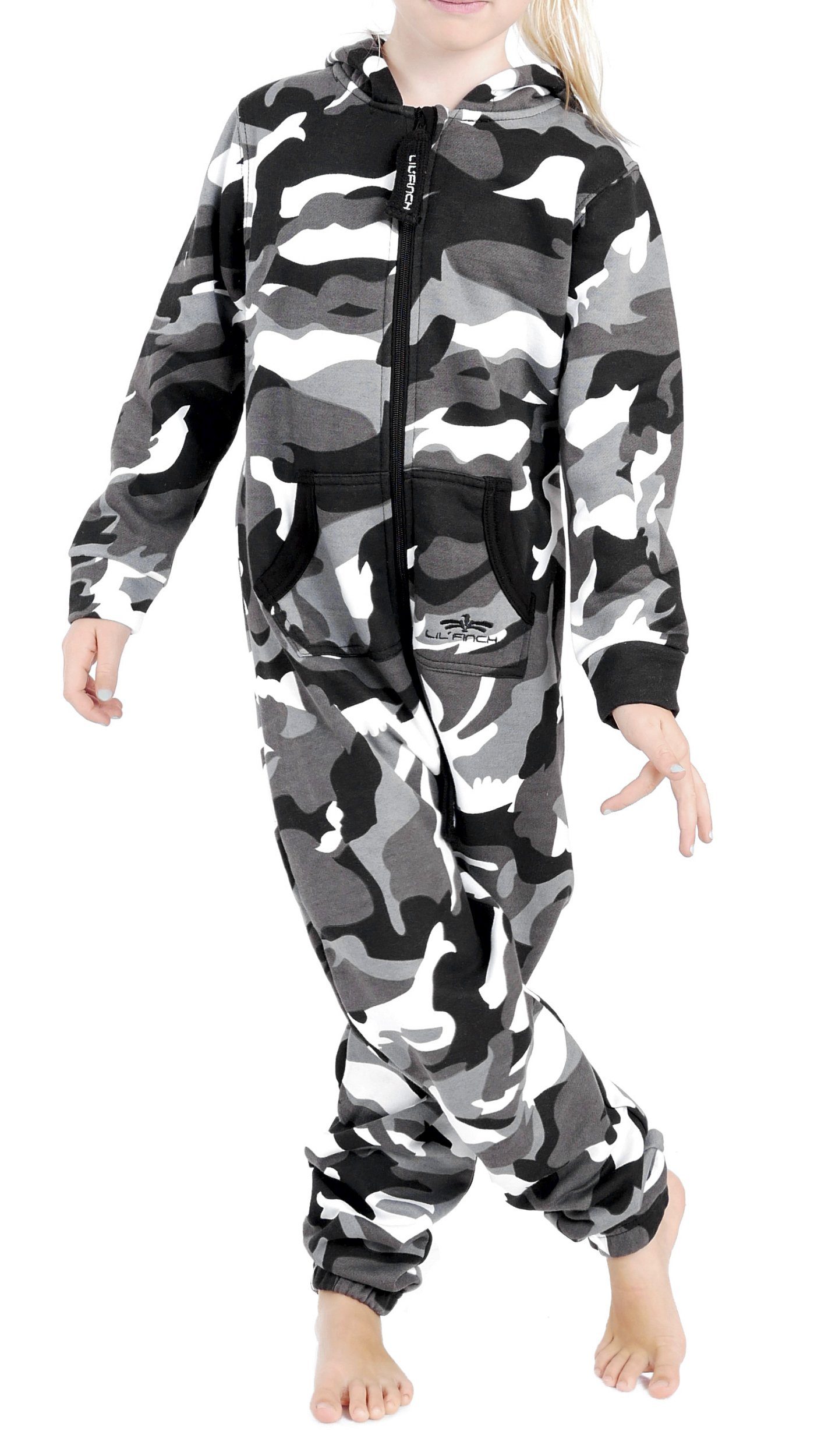 LIL'FINCH Jumpsuit LFV2 Kinder Jungen Mädchen Overall Kids Jogger Onesie Anzug Camo Grau