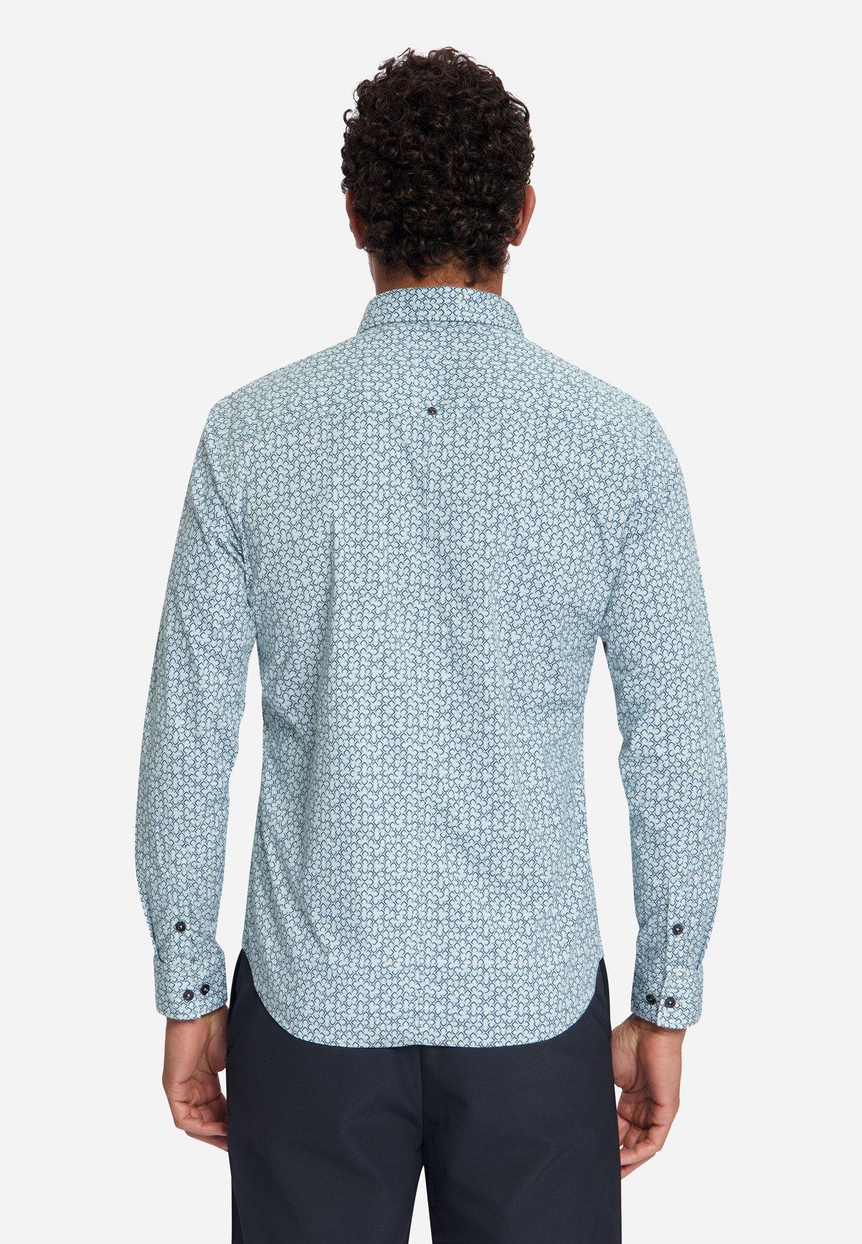 NO EXCESS Businesshemd Shirt Stretch Allover Printed - Musterhemd Stretch