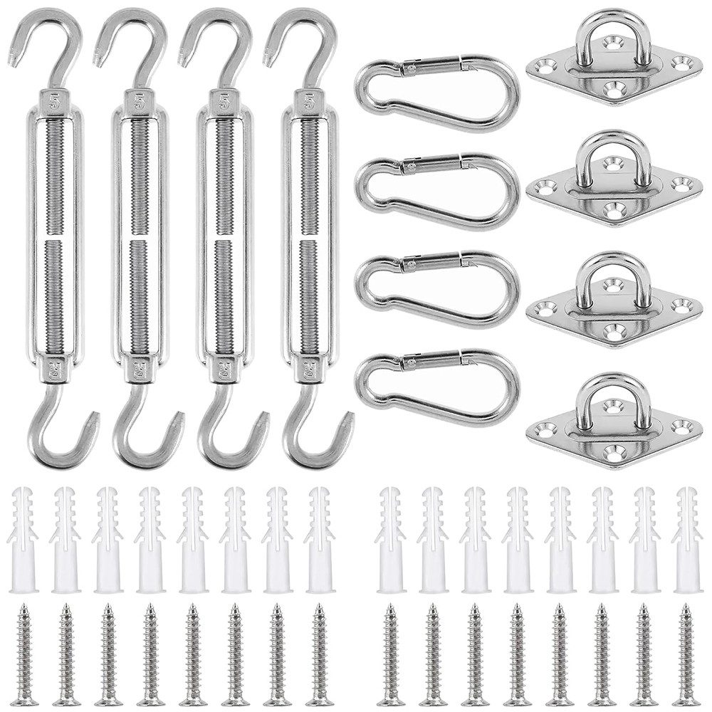 TUWENA Sonnensegel Sonnensegel Befestigung Kit, Sonnensegel Spanner Montage Aufbau Set, Für Viereckigen Dreieckigen Sonnensegeln Rostfreier,Tragfähigkeit 99kg