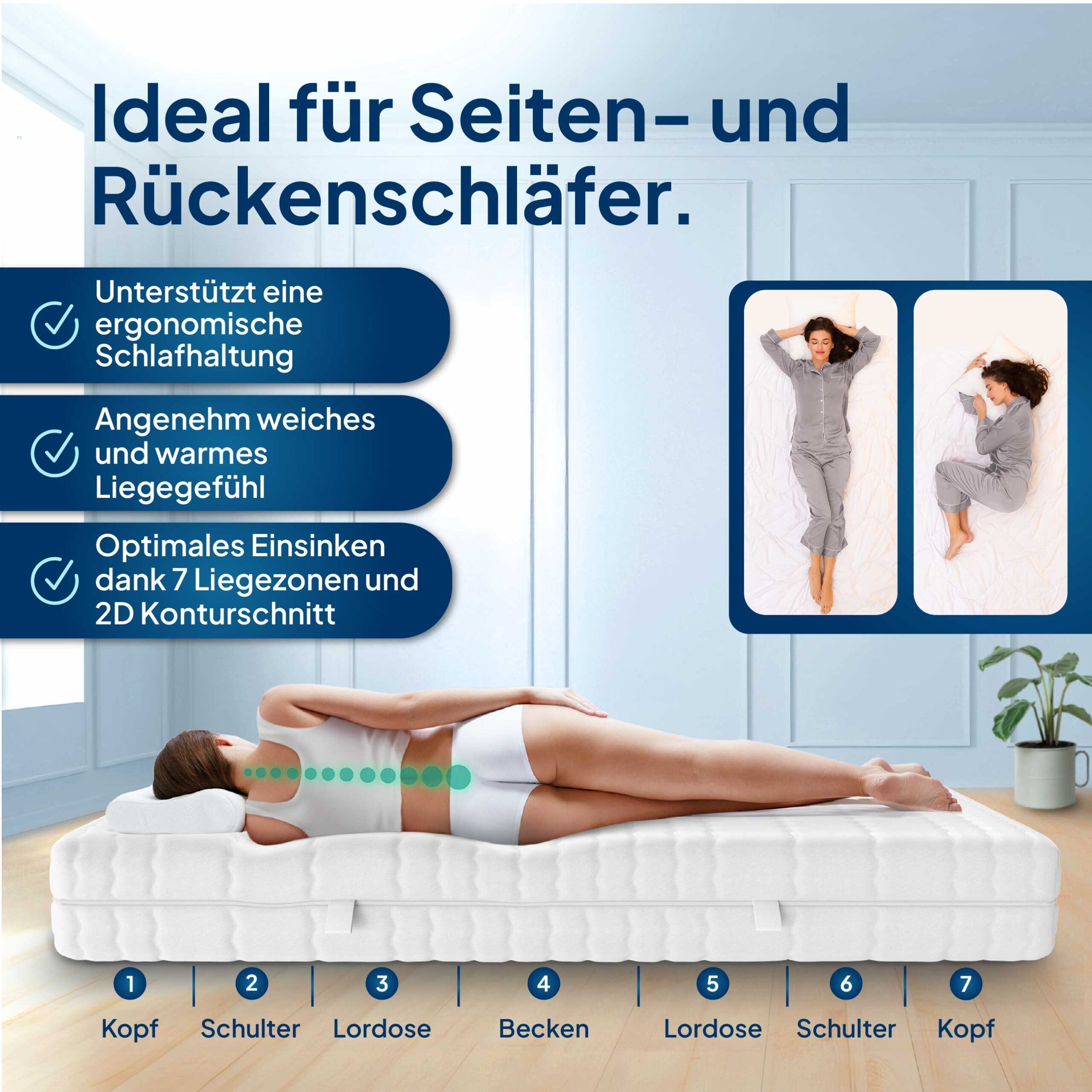 Visco-Matratze 7-Zonen Viscoschaum-Matratze, Memory Foam Matratze, günstig online kaufen