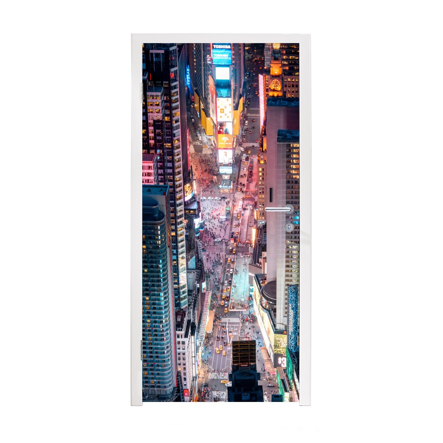MuchoWow Türtapete Blick von oben auf den Times Square in New York, Matt, bedruckt, (1 St), Fototapete für Tür, Türaufkleber, 75x205 cm