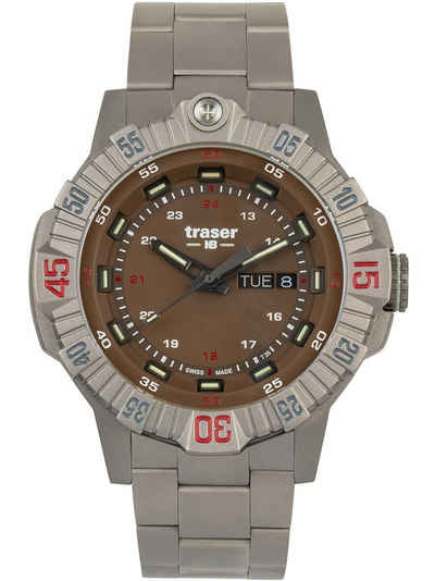Traser Schweizer Uhr Traser H3 110668 Tactical Braun Titan Herrenuhr 46