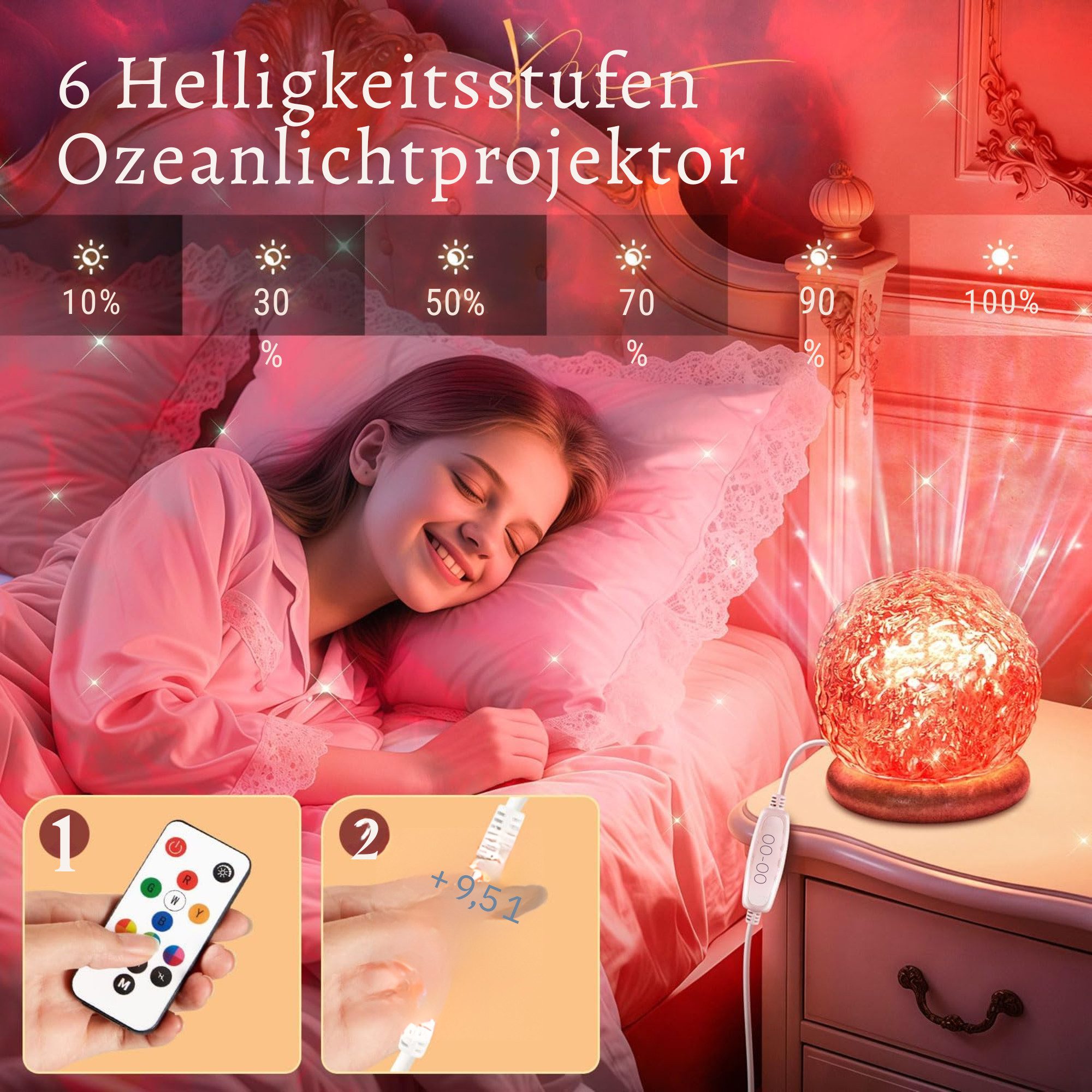 Vivitar LED Nachtlicht Aurora-Kristalllampe 18 Farben, Stimmungsbeleuchtung für Schlafzimmer, Partybeleuchtung, Geschenk für Kinder und Erwachsene zu Weihnachte – Bild 5 von 5
