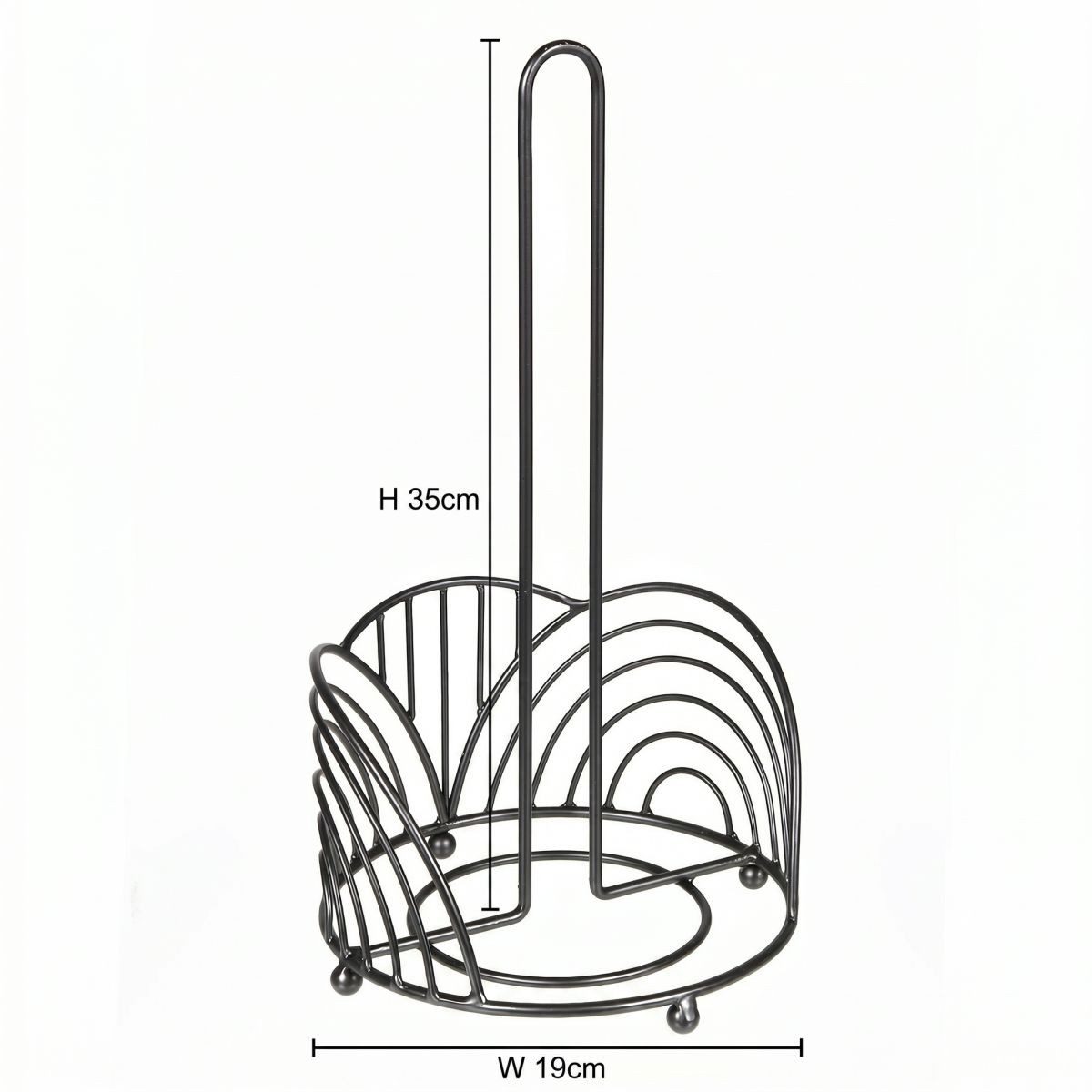 Ambiente Haus Küchenrollenhalter Küchenrollenständer in schwarz (H) 35cm, (1-St), Papiertuchhalter