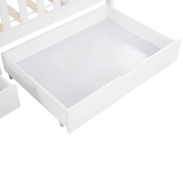 Flieks Schublade (Stauraum unter dem Bett), Zwei Bettschubladen mit Bodenrollen, MDF weiß 93x67x17cm